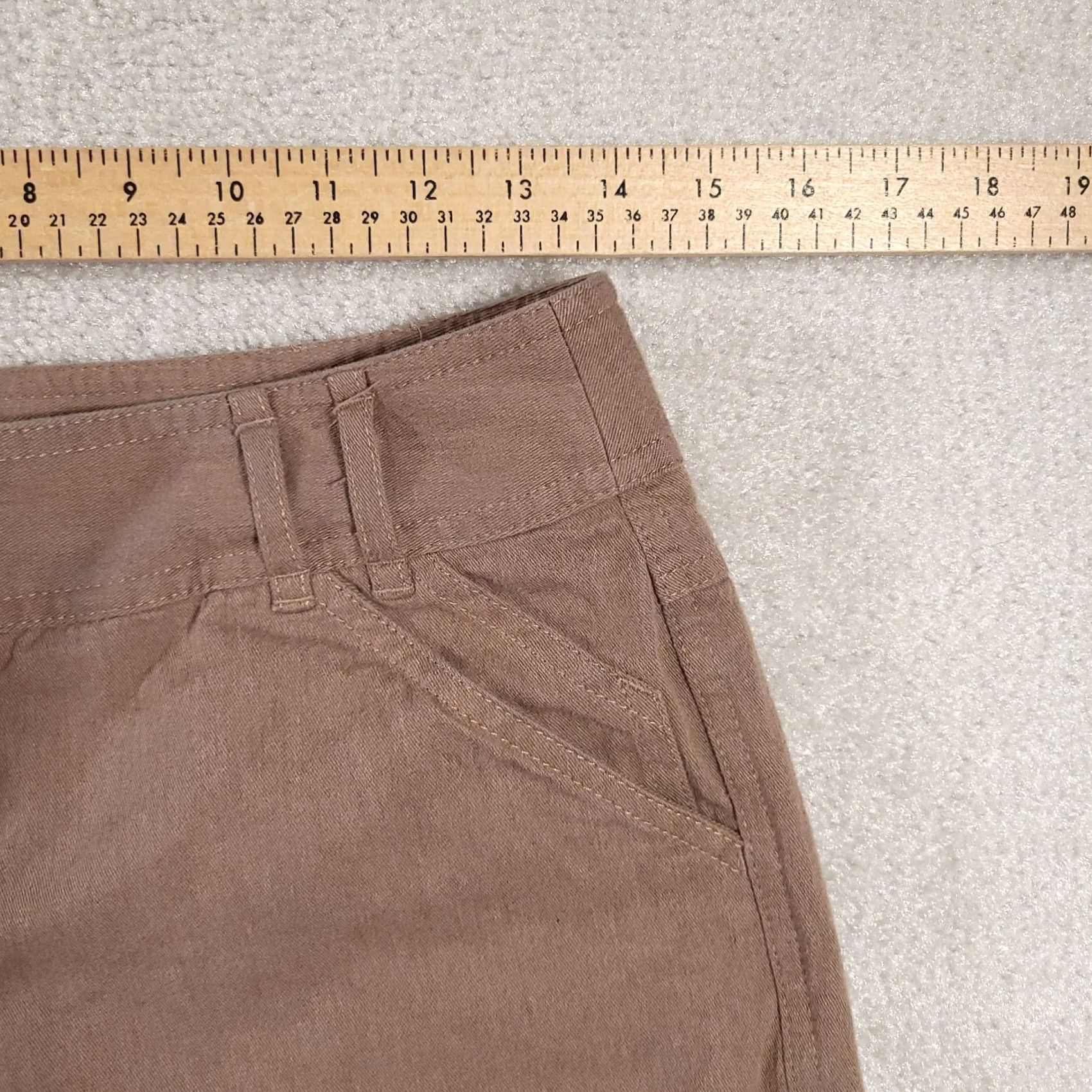 Ann Taylor ANN TAYLOR LOFT Women's Tan Mid Rise Stretch Wide Leg Cuffed Pants 4 Size 28" / US 6 / IT 42 - 3 Thumbnail