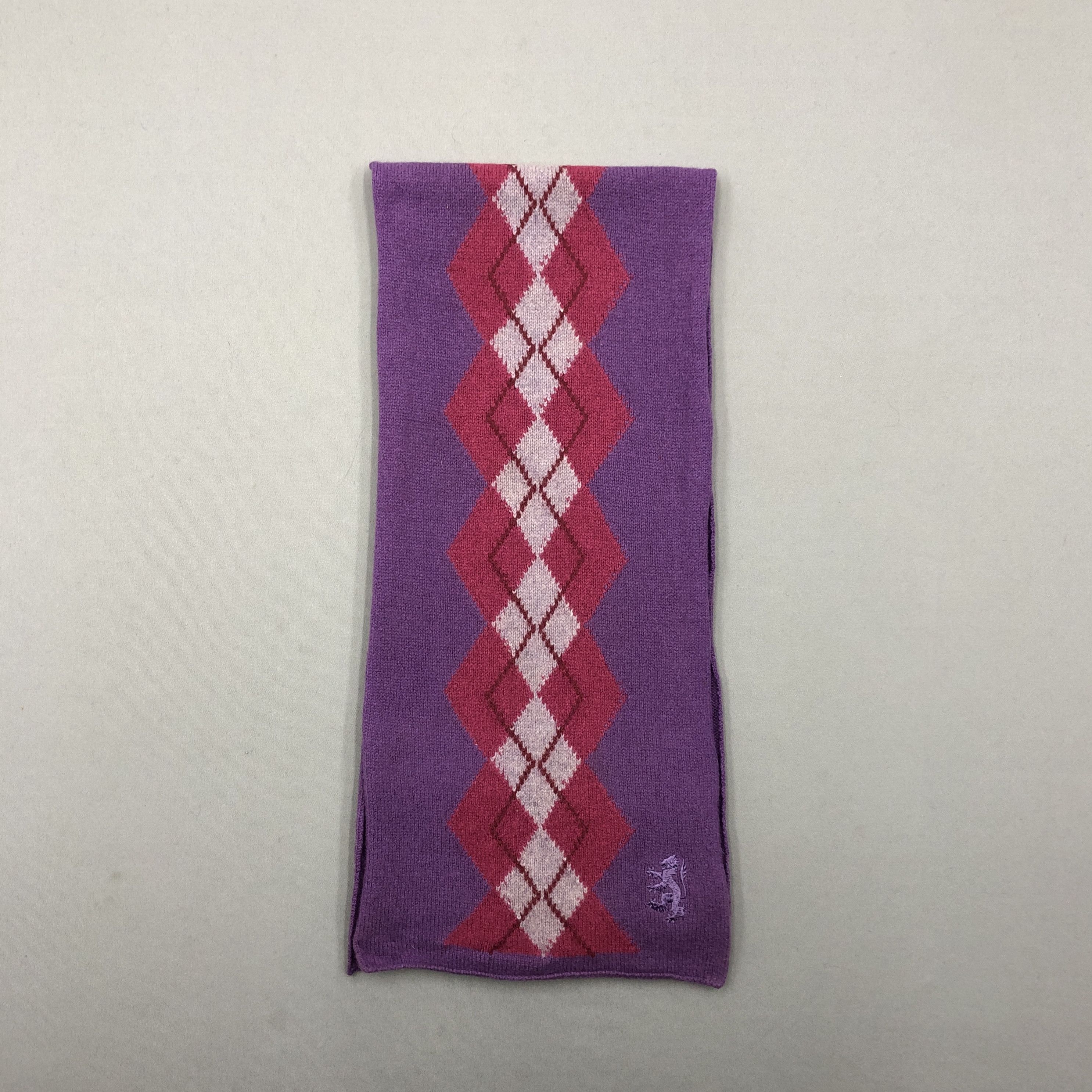 Pringle Of Scotland Vintage Pringle Scarf Ribbed Knit Argyle Wool Scarves Size ONE SIZE - 2 Thumbnail