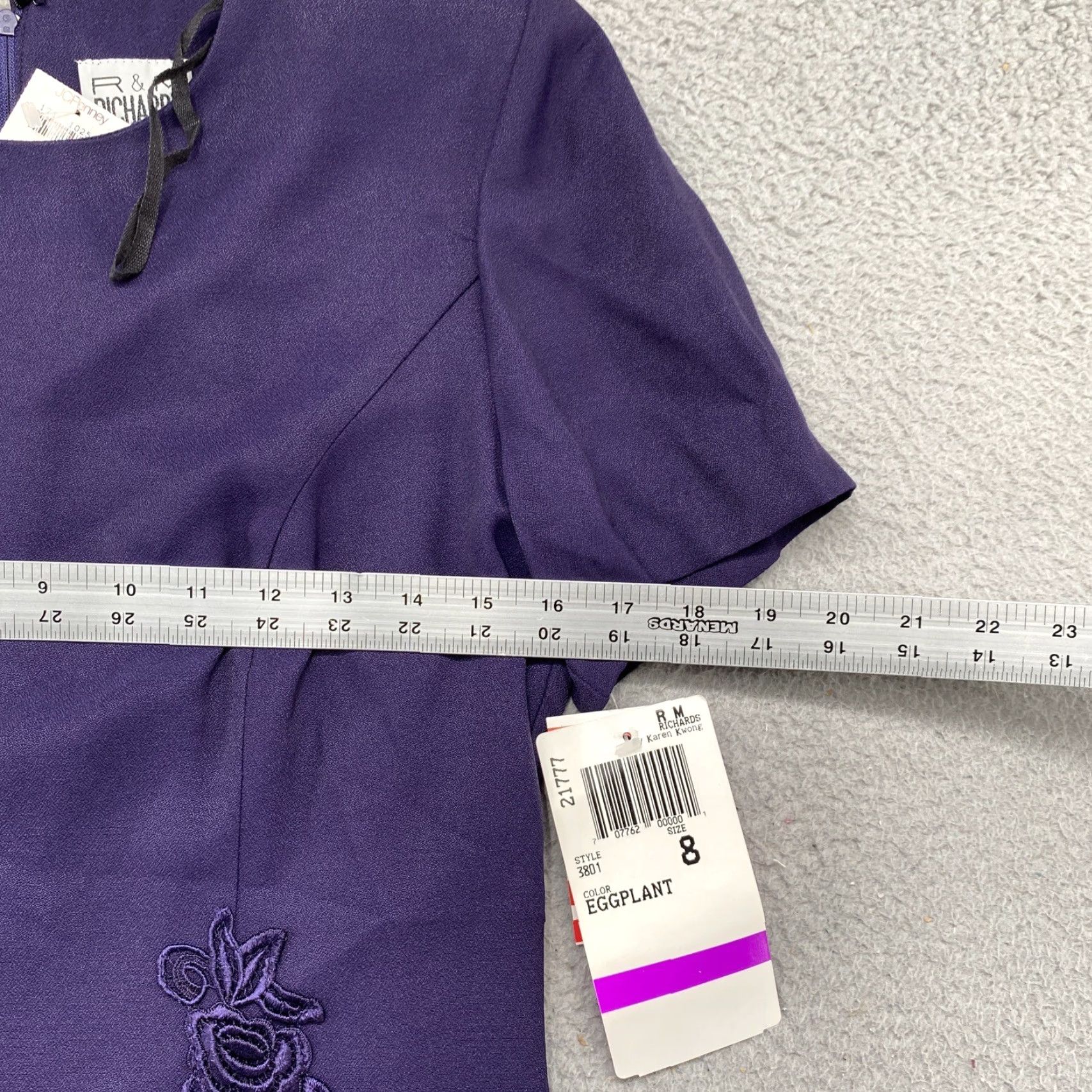 Vintage R & M Richards Purple Short Sleeve Shirt Dress Women’s 8 Beaded Accent Party/Cocktail Wedding Dress Size M / US 6-8 / IT 42-44 - 6 Thumbnail