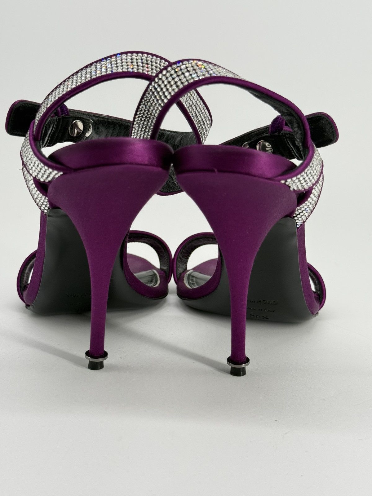 Tom Ford Tom Ford Purple Velvet Crystal Embellished Sandals size 39 Size US 8.5 / IT 38.5 - 3 Thumbnail
