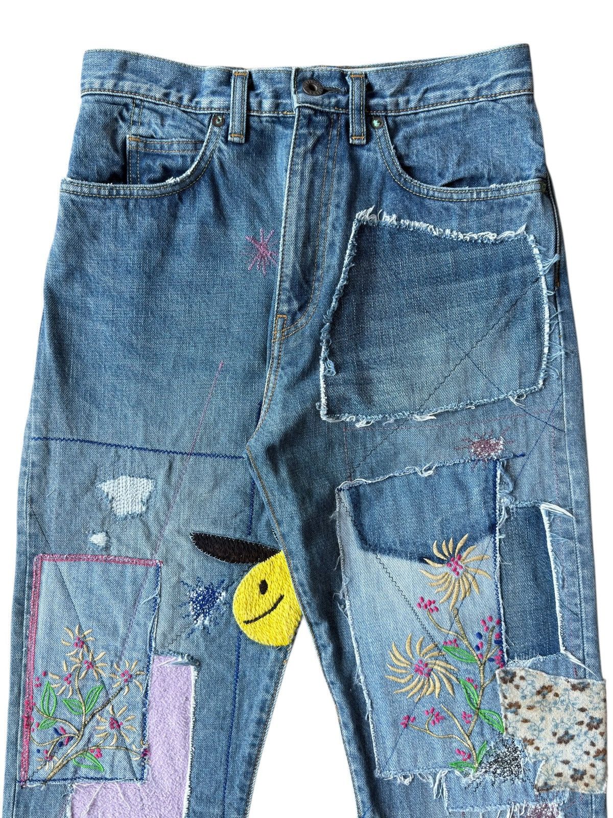 Kapital Kapital Smiley Okabilly Gypsy Patchwork Denim Pants Size US 32 / EU 48 - 5 Thumbnail
