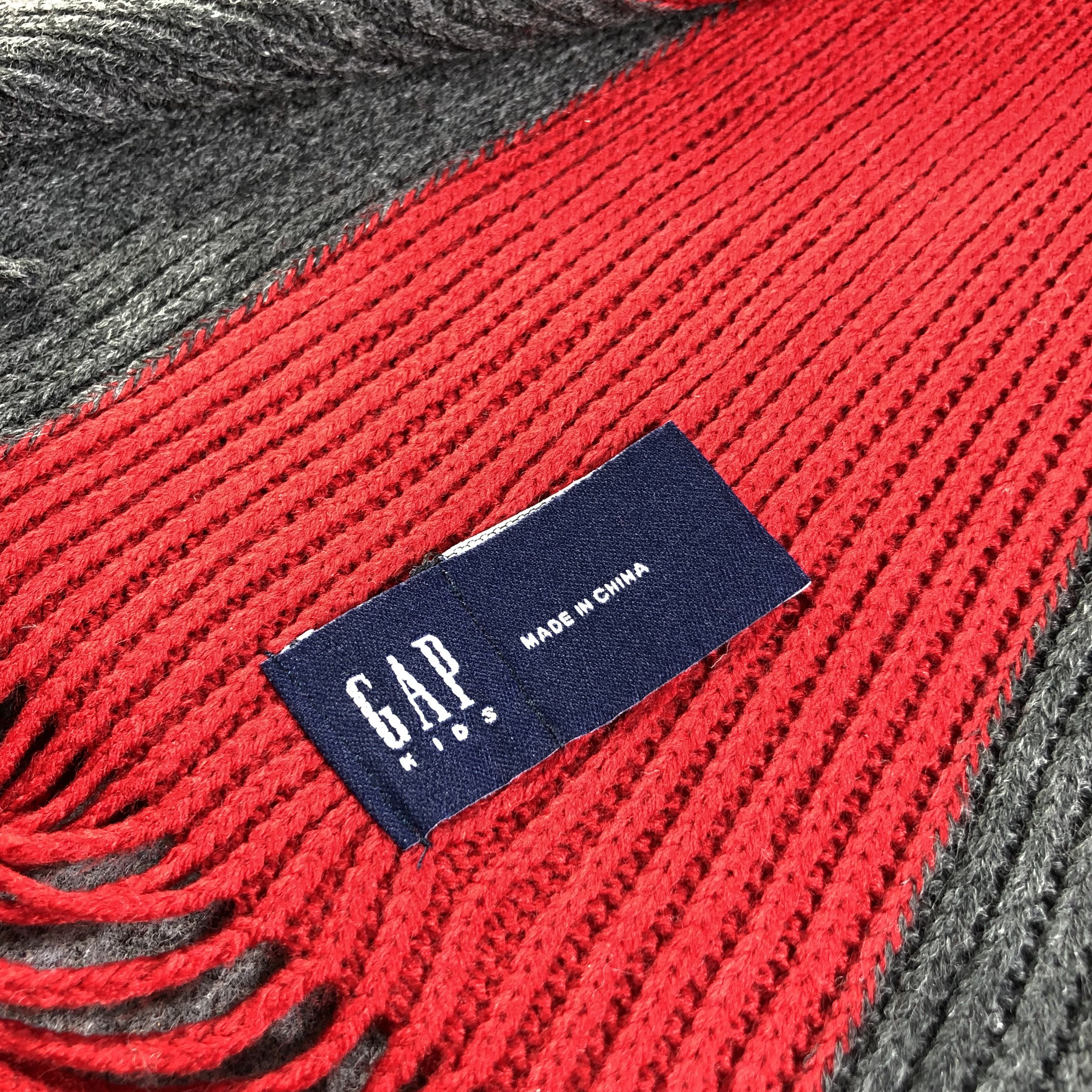 Gap GAP Red & Grey Knit Wool Scarf Muffler V1276 Size ONE SIZE - 4 Thumbnail