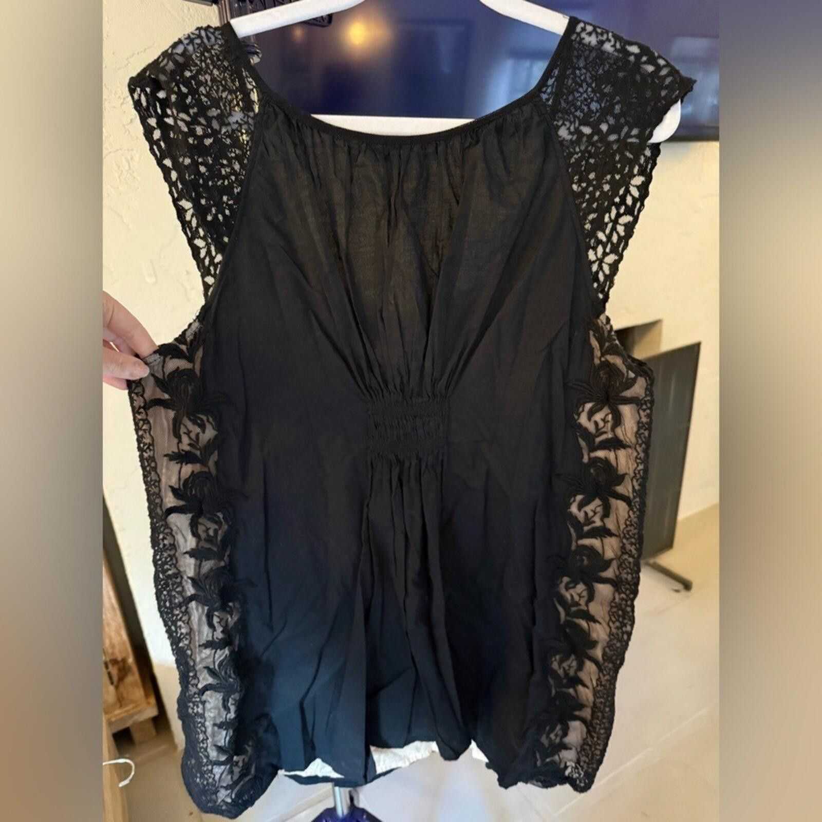 Other Anthro Lil Lace Embroidered Sleeveless Blouse Black Boho L Size L / US 10 / IT 46 - 5 Thumbnail