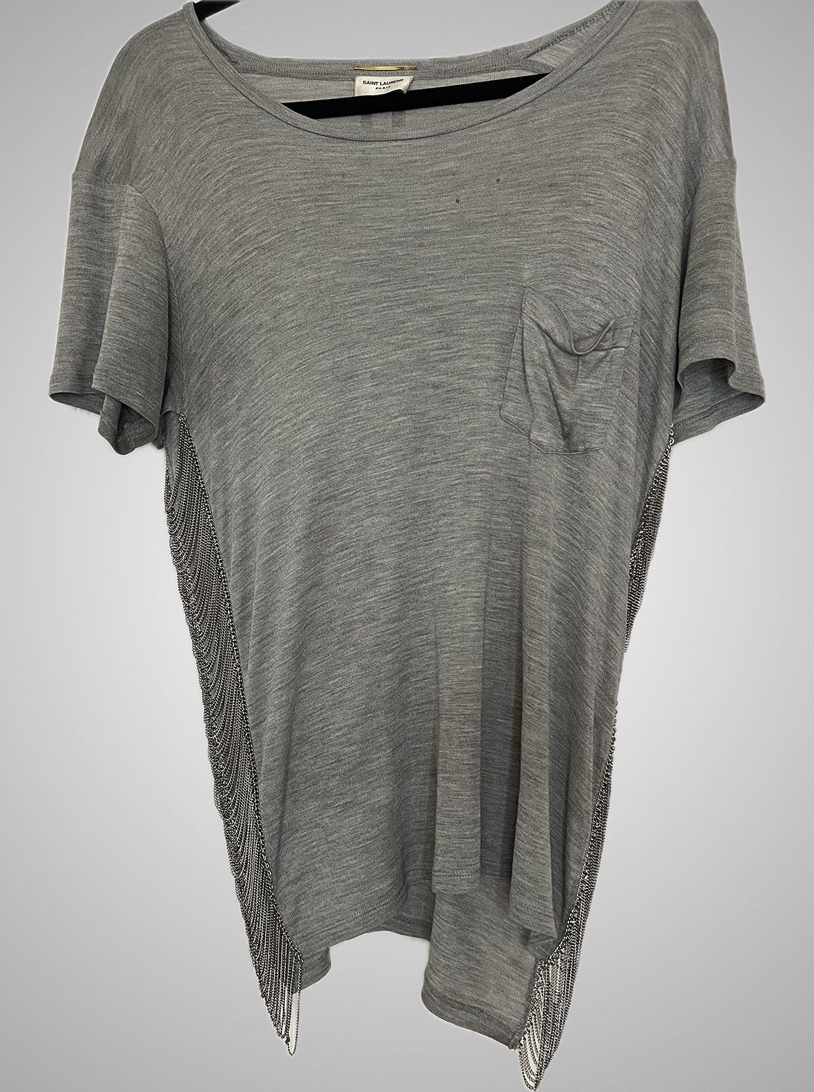 Saint Laurent Paris Saint Laurent Paris 14ss side chain silk t shirt Size US L / EU 52-54 / 3 - 4 Thumbnail