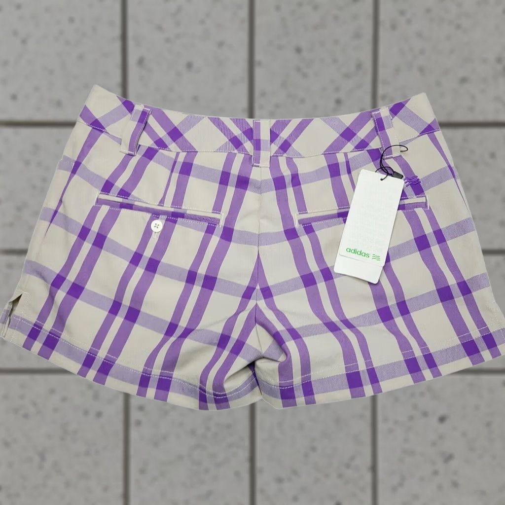 Adidas Adidas Women’s Size 2 Checkered Plaid Shorts Purple Athletic Golf Casual NWT Womens Size 26" / US 2 / IT 38 - 1 Thumbnail