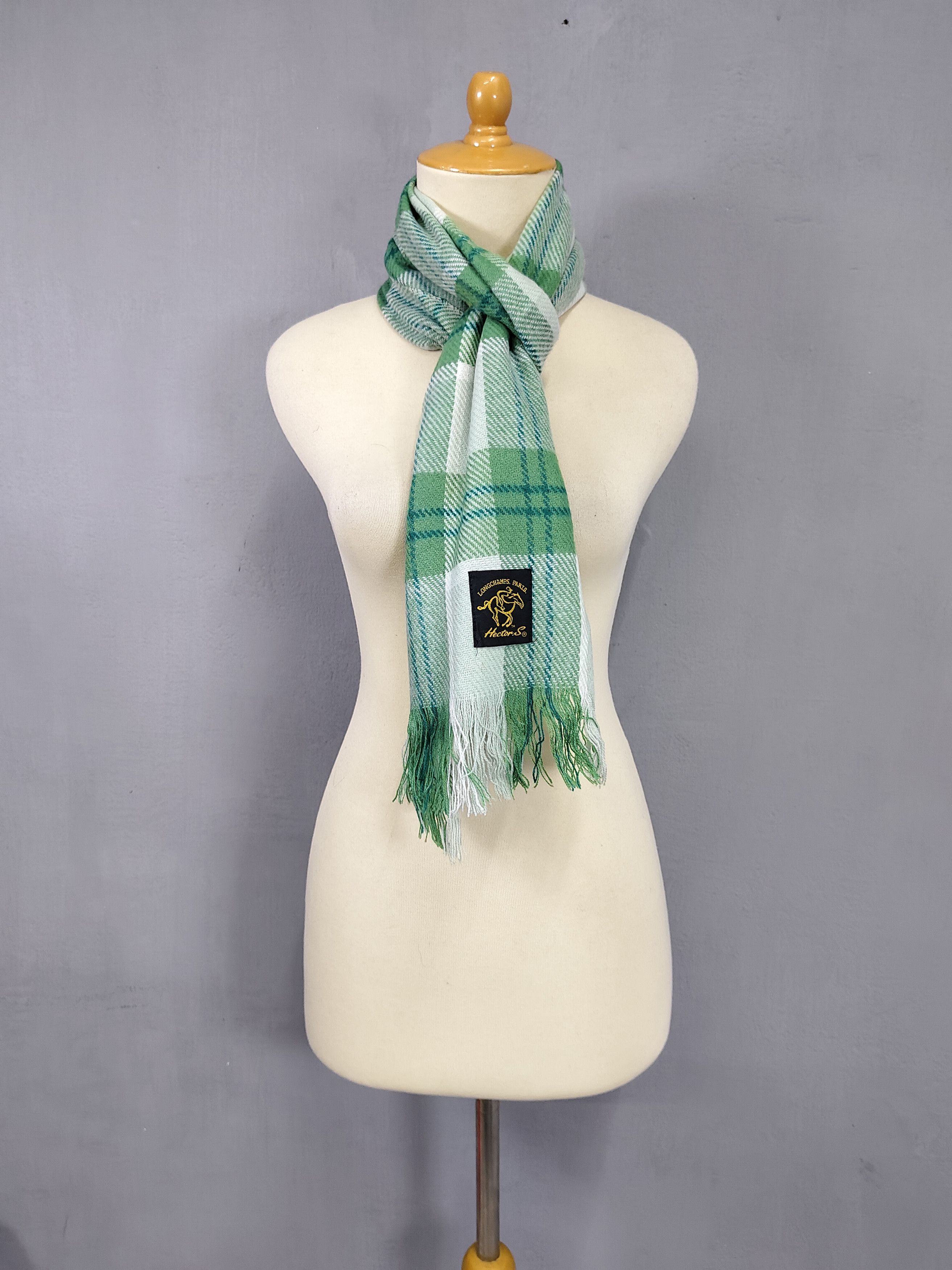 Longchamp 90s Longchamp Hector S Paris Tartan Fringe Wool Scarf Size ONE SIZE - 5 Thumbnail