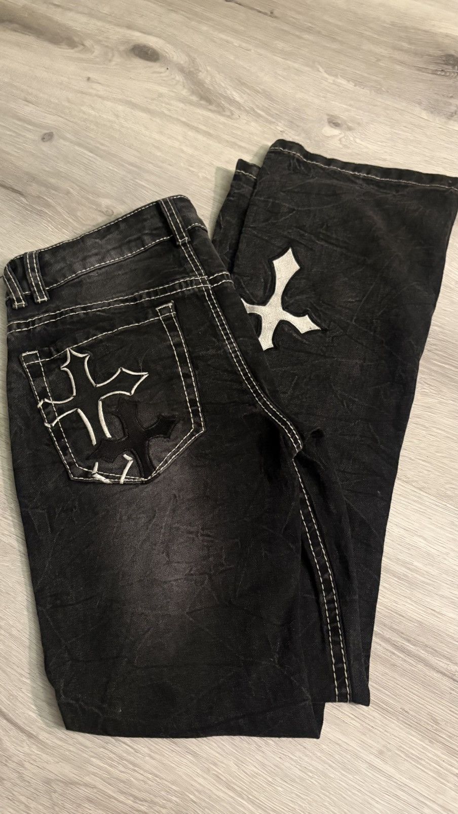 Ninth Hall Gray Jeans with Cross design Size US 29 - 2 Thumbnail