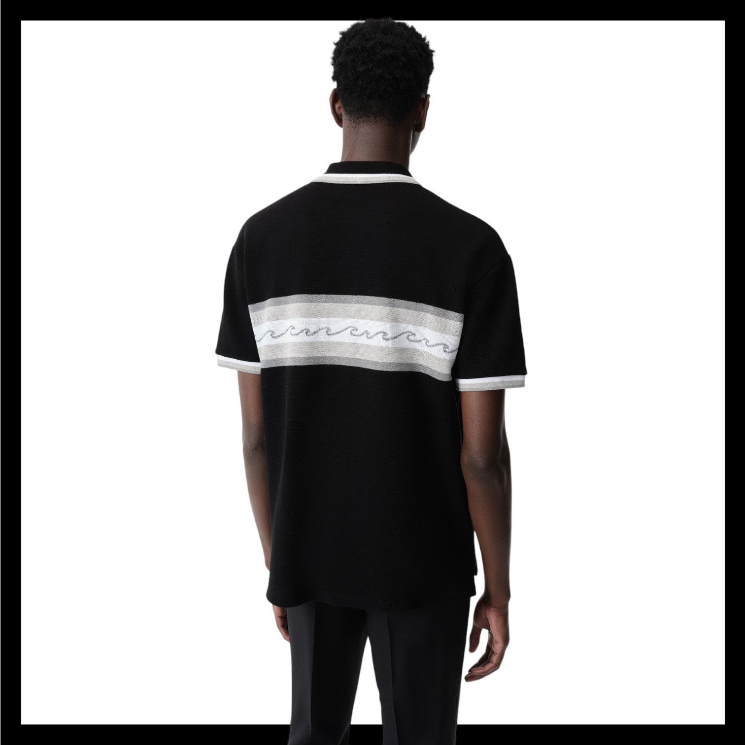 Amiri o1s1wg110825 Wave Baja Stripe Piqué Knit Polo Shirt Size US XL / EU 56 / 4 - 5 Thumbnail