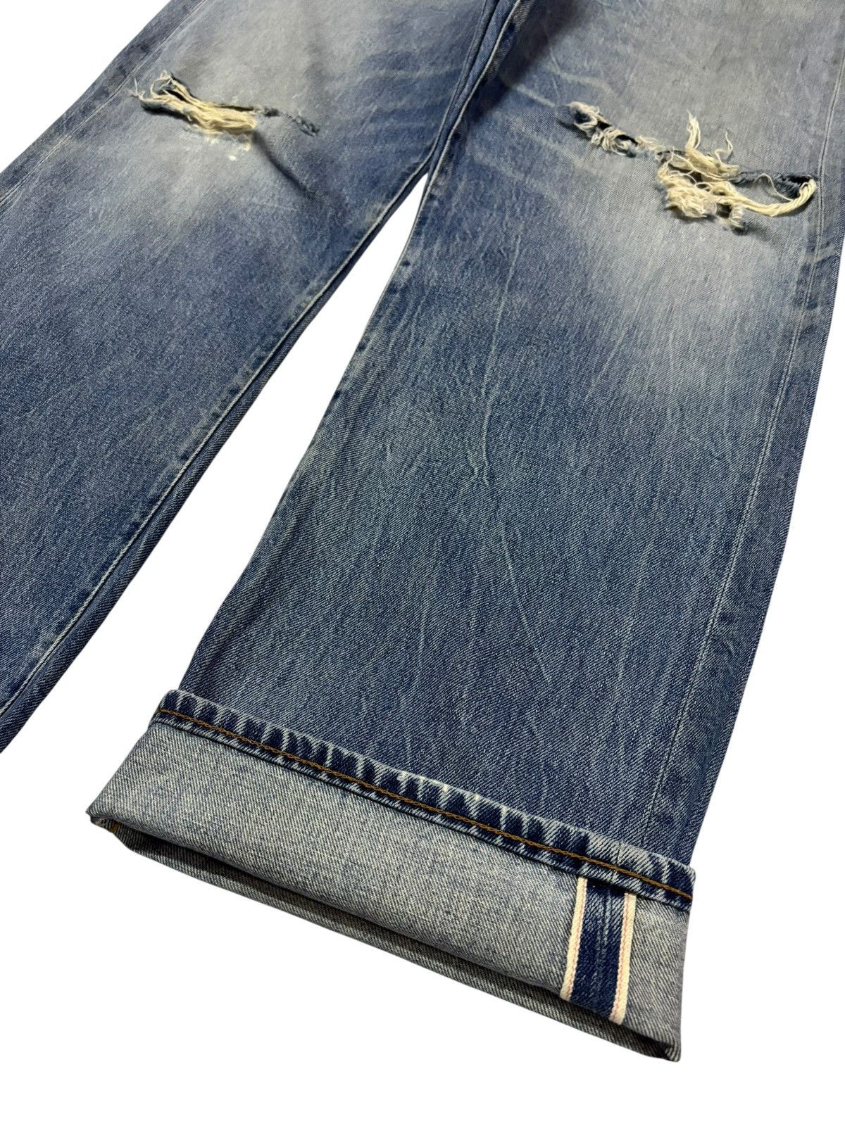Levi's Vtg 90s Levis 501 Big E Selvedge Distressed Jeans Size US 38 / EU 54 - 4 Thumbnail