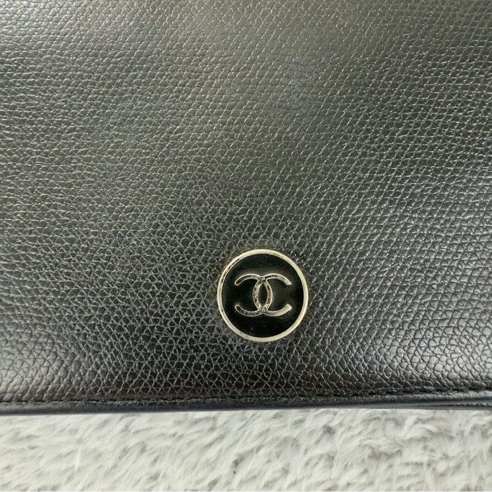 Chanel CHANEL Coco Button Leather Long Bifold Wallet Black 100% Au Size ONE SIZE - 2 Thumbnail
