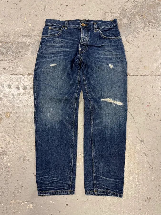 Designer × Dolce & Gabbana × Vintage 2000s Dolce & Gabbana Blue Distressed Denim Jeans Size US 39 - 1 Thumbnail
