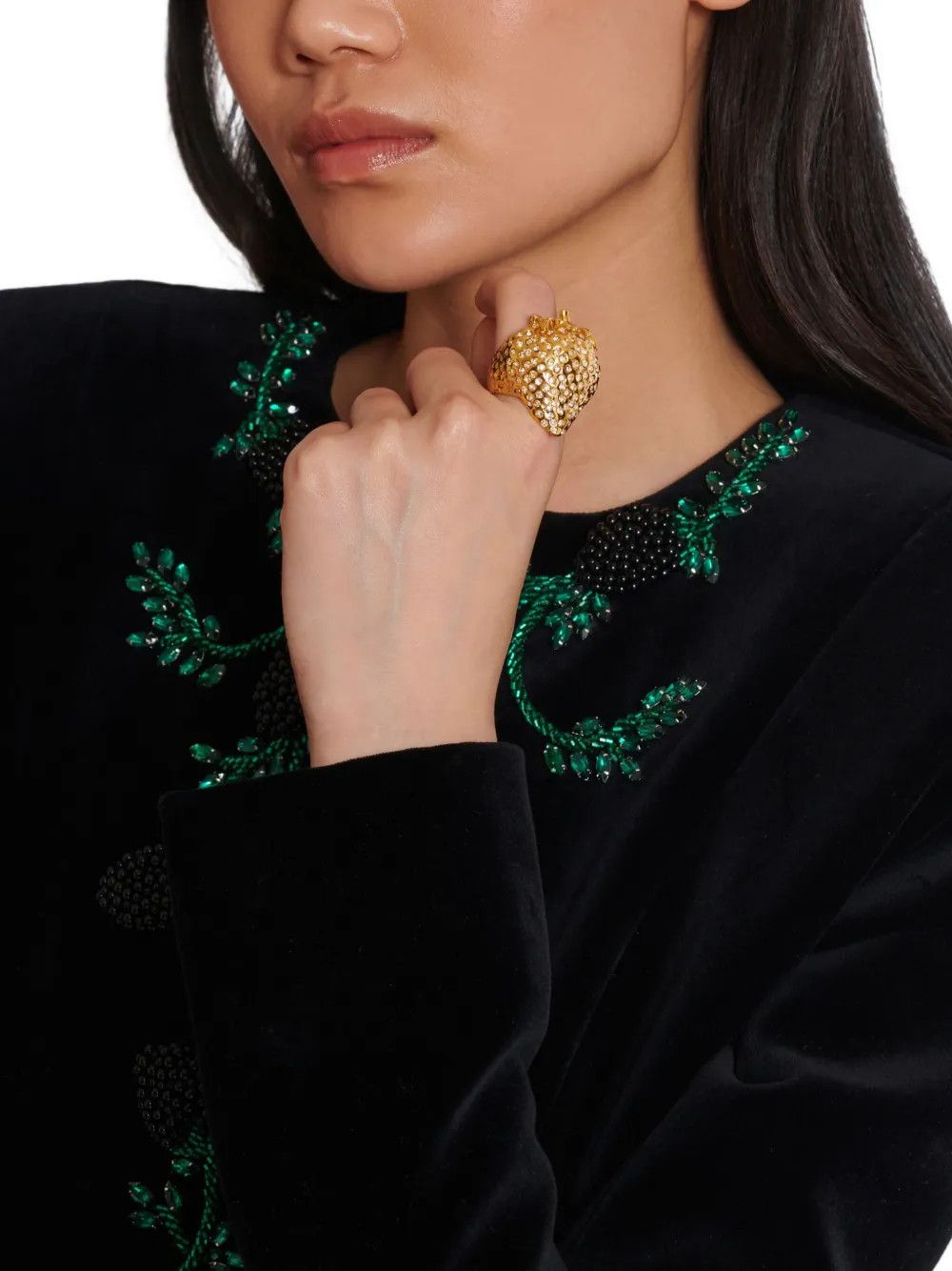 Balmain o1s1wg111225 Size:OS/Strawberry Rhinestone Ring in Golden Size ONE SIZE - 4 Thumbnail