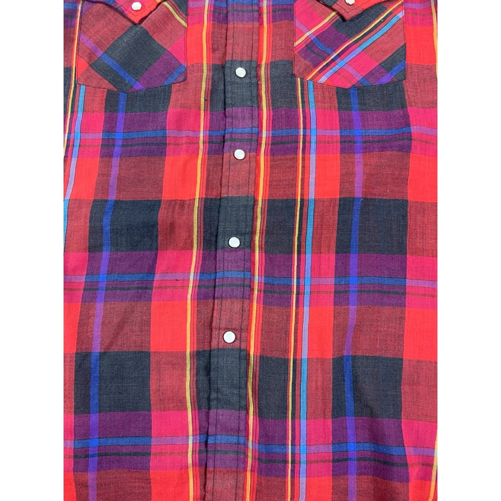 Vintage VINTAGE Ely Cattleman Men Plaid Western Shirt Long Sleeve M Red Pearl Snap Button-Up Shirt Mens Size US M / EU 48-50 / 2 - 3 Thumbnail