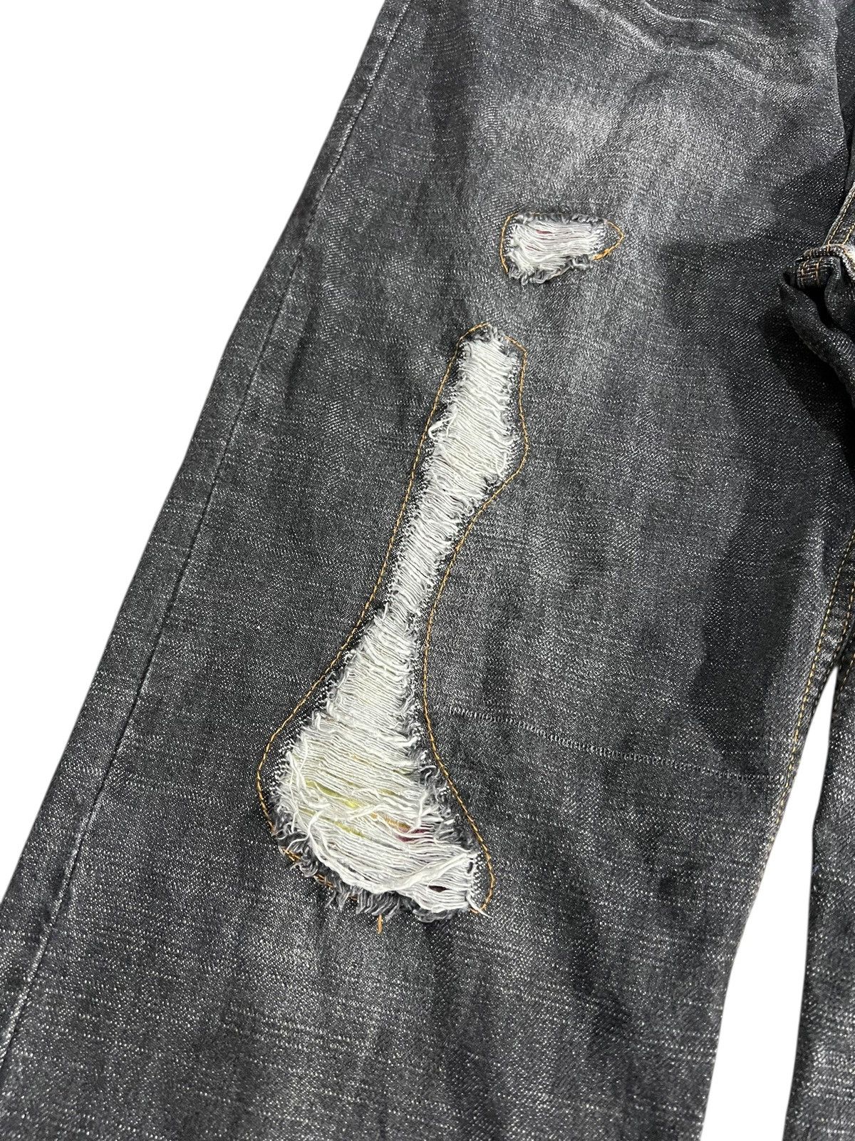 Japanese Brand Vintage Nylaus Crew Black Distress Jean Size US 40 / EU 56 - 4 Thumbnail