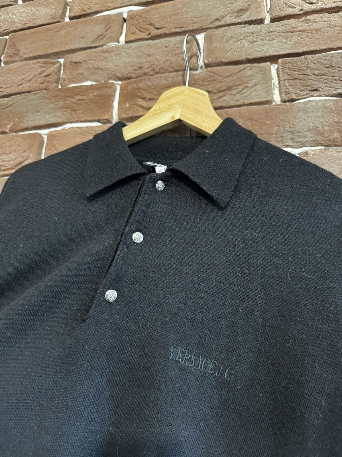 Versace Vintage 90s Versace Jeans Couture Knitted Polo Sweatshirt Size US XL / EU 56 / 4 - 4 Thumbnail