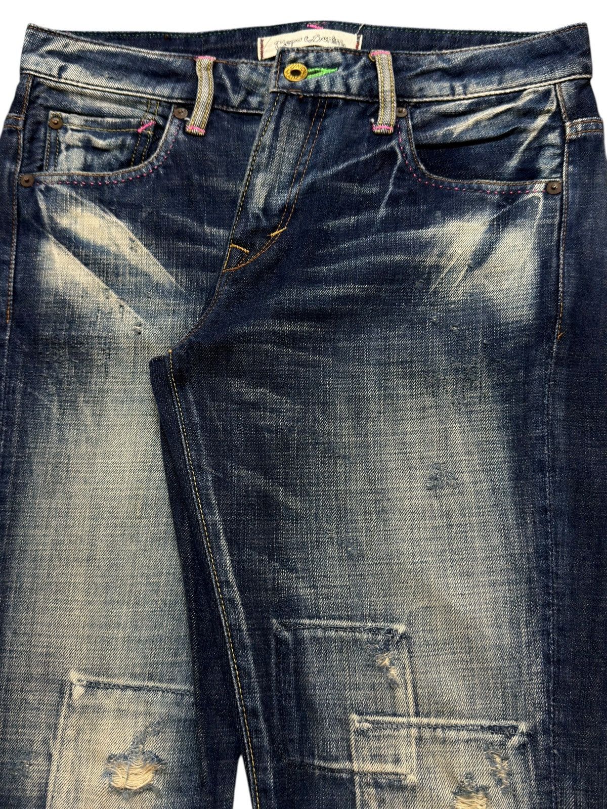 If Six Was Nine Vintage 90s Japanese Brand Blue Faded Wash Patches Style Size US 31 - 4 Thumbnail