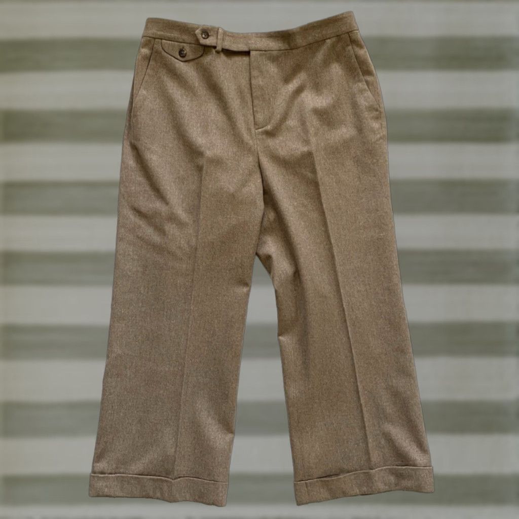 Ralph Lauren Lauren Ralph Lauren Women's Wide Leg Dress Pants Wool Beige 14 Size 36" / US 14 / IT 50 - 1 Thumbnail