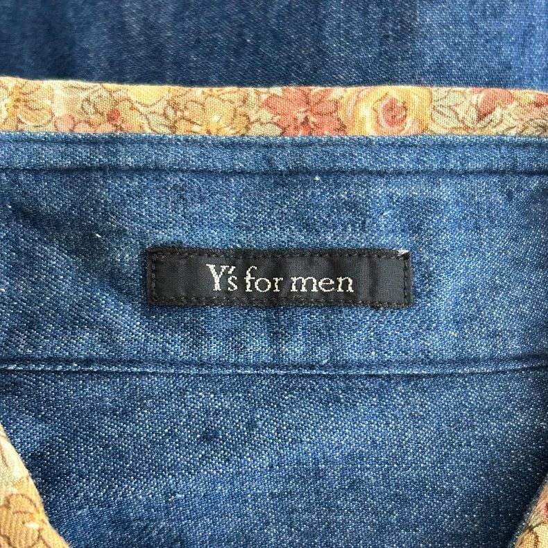 Yohji Yamamoto Yohji Yamamoto size os 90s Floral Neck Denim Shirt Size US M / EU 48-50 / 2 - 5 Thumbnail