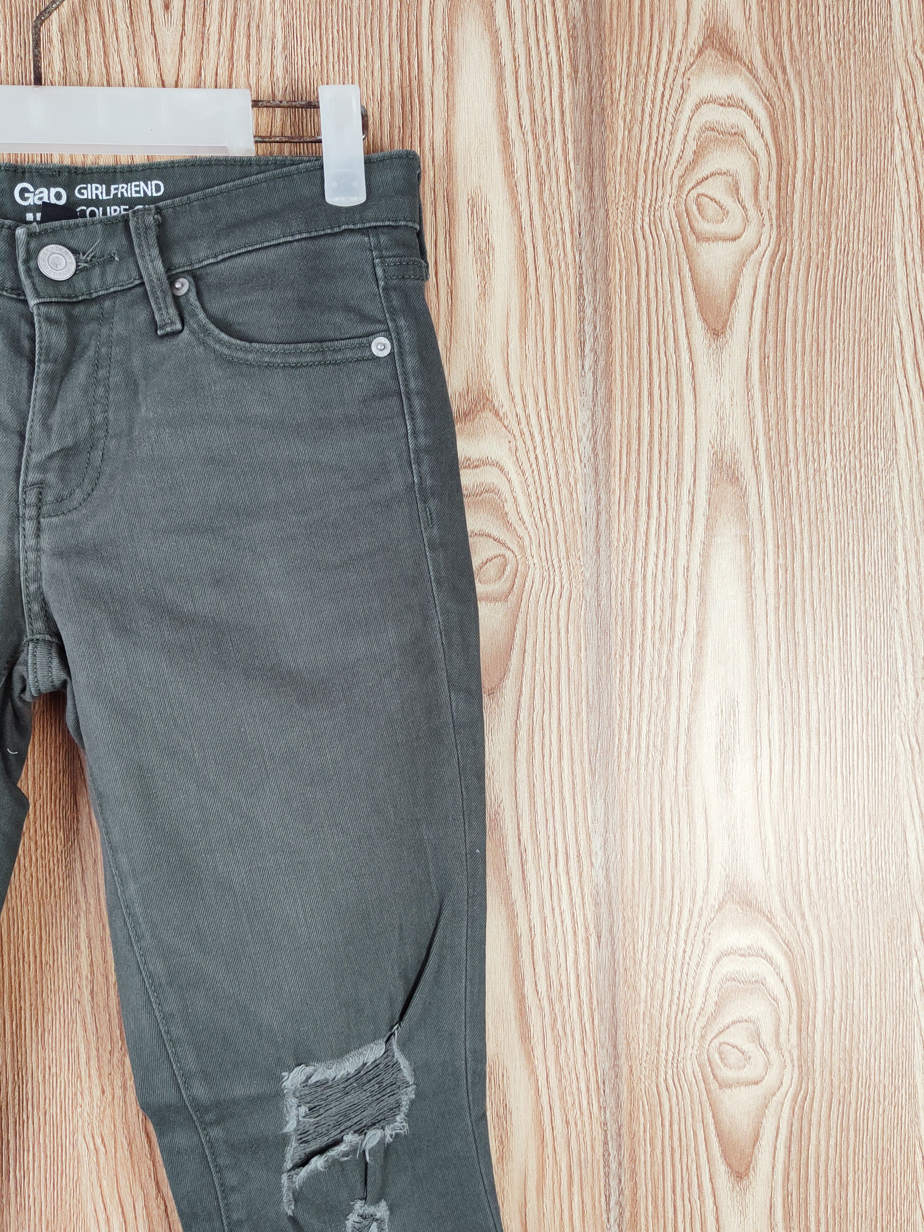 Gap × Vintage Vintage 💥 Gap Green Distressed Ripped Jeans Size 29" - 5 Thumbnail