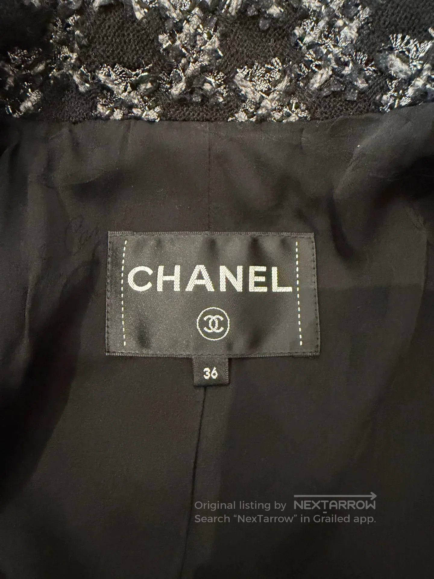 Chanel Chanel Black Silver Houndstooth Tweed Blazer. Size US S / EU 44-46 / 1 - 3 Thumbnail