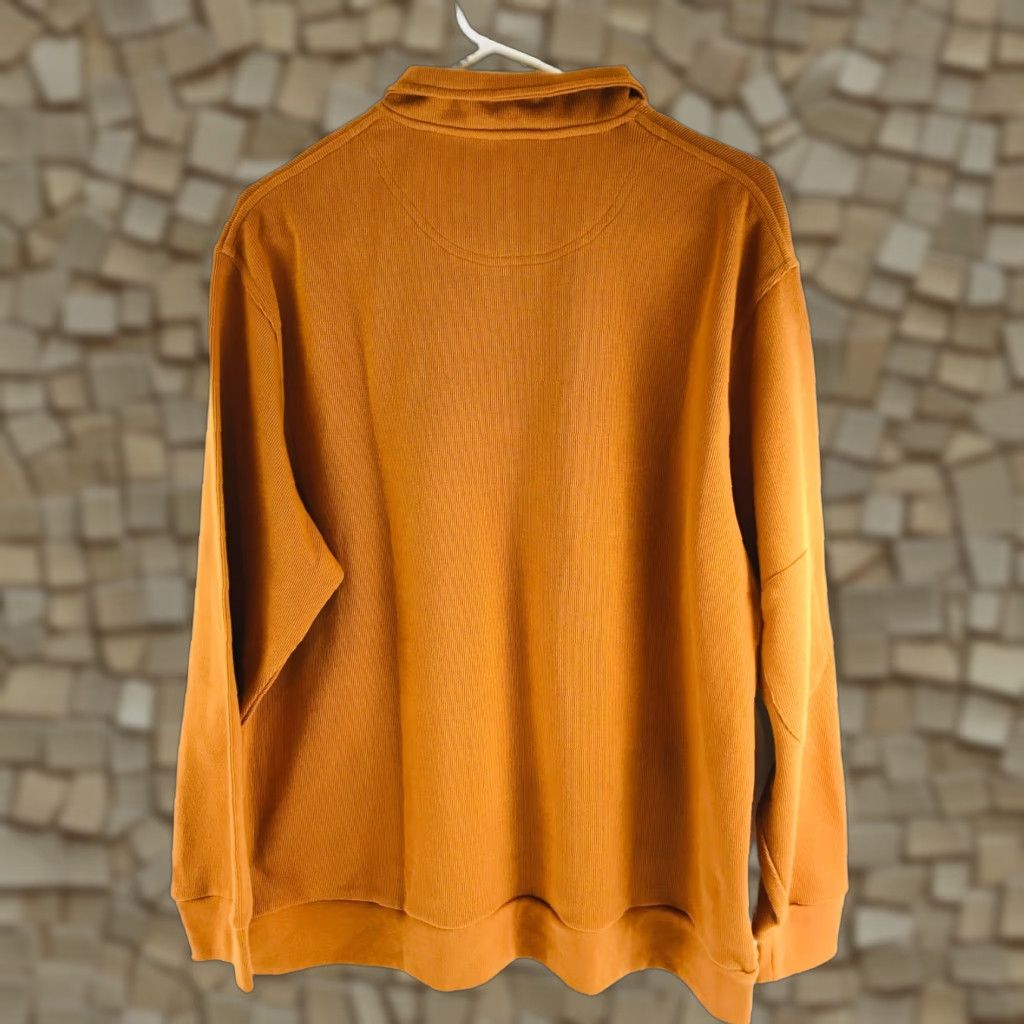 Vintage R&R OUTDOORS Sweatshirt Men Large Orange Pullover 1/4 Zip Up Elbow Pads Shirt Size US L / EU 52-54 / 3 - 1 Thumbnail
