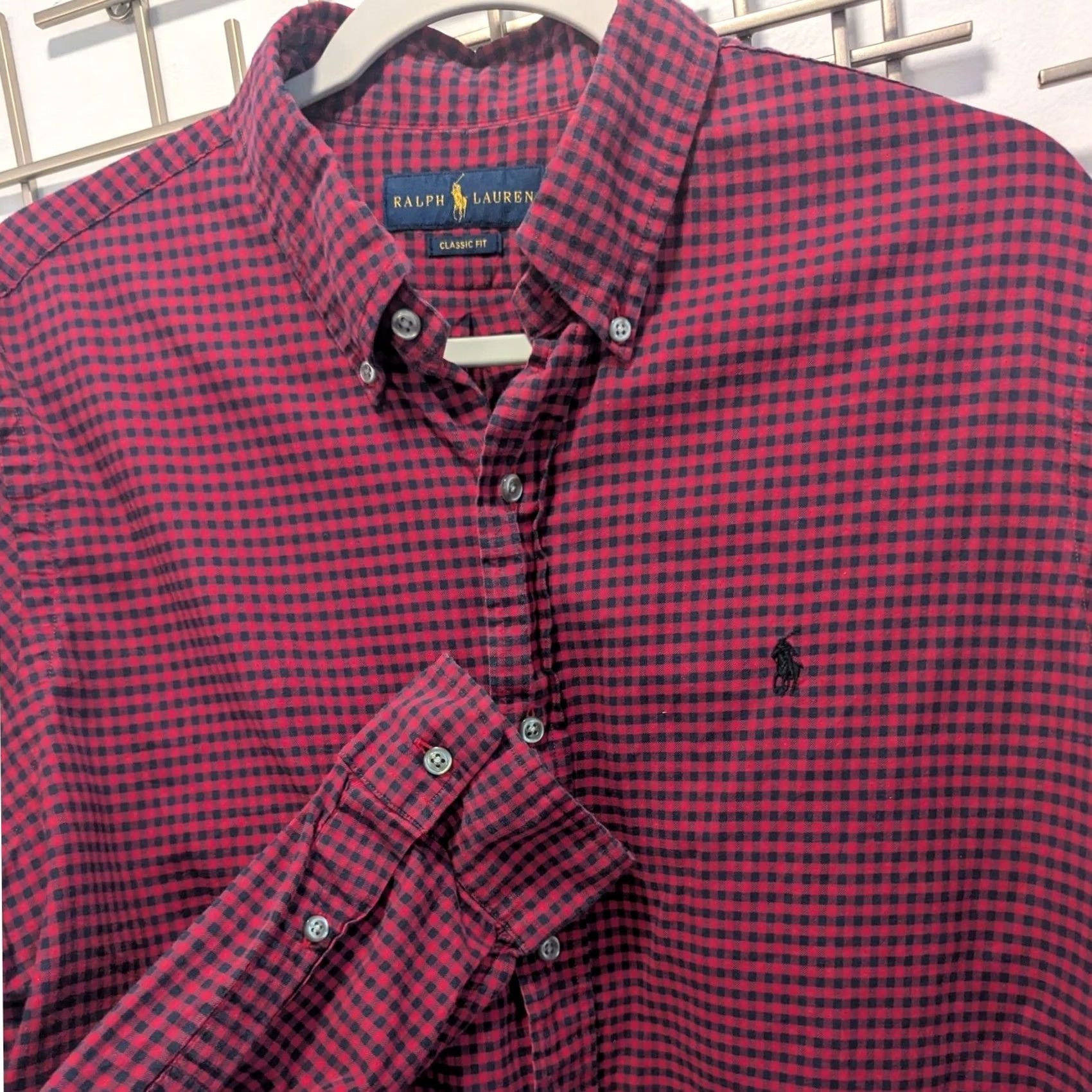 Ralph Lauren Ralph Lauren Mens Long Sleeve Gingham Shirt Red Black L Size Regular Button-Down Size US L / EU 52-54 / 3 - 2 Thumbnail