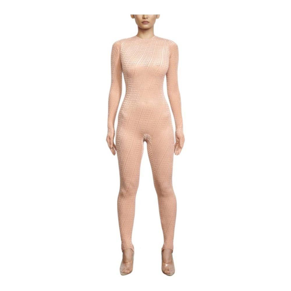 NT283 Skims NWT Velvet Stirrup Onesie Gloved Hands-PEACH 4X