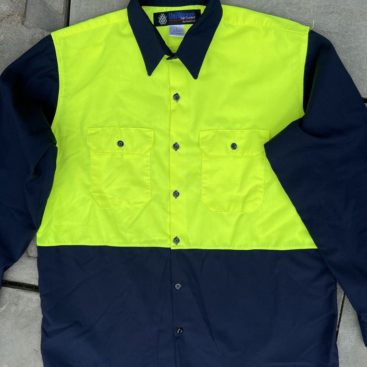 Other Long Sleeve Utility Work Shirt Neon Yellow and Navy Size US L / EU 52-54 / 3 - 4 Thumbnail