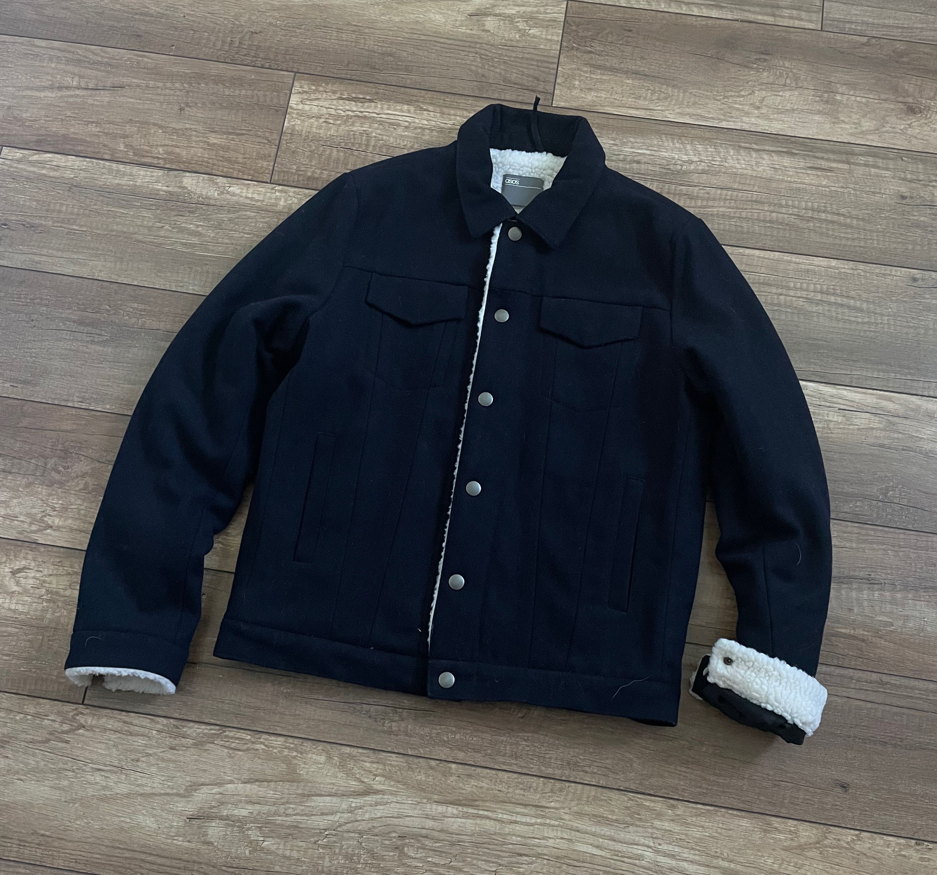 Asos ASOS Wool Sherpa Trucker Fur Insulated Jacket Bomber Size US S / EU 44-46 / 1 - 2 Thumbnail