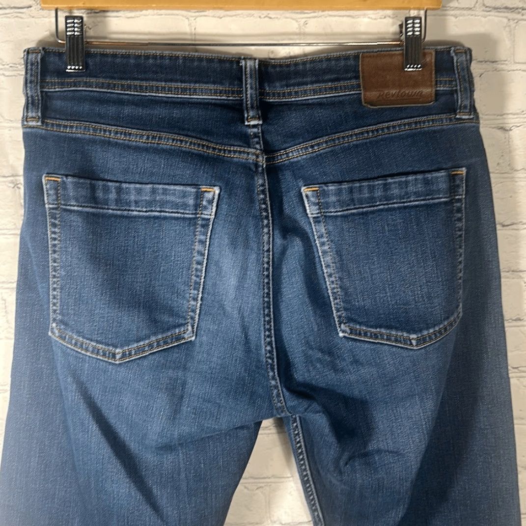 Denime VINTAGE Revtown Jeans Taper Men’s W33 x L33 Stretch Blue Medium Wash Denim Mens Jeans Tapered 33 Inseam Blues Size US 33 - 7 Thumbnail