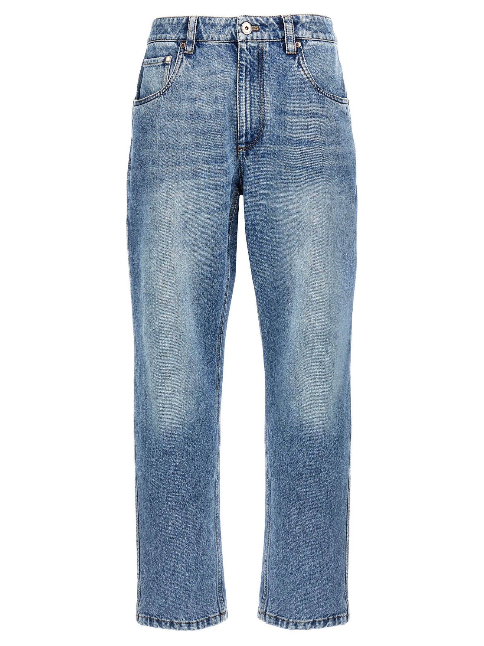 デニム・ジーパン BRUNELLO CUCINELLI Woman Jeans Blue MA095P5319 C9009 Baggy Tapered trousers for Woman in Light Denim | Brunello