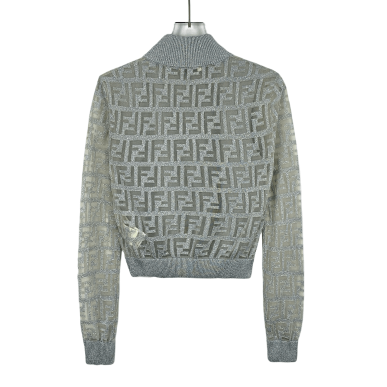 Fendi Fendi Grey Logo Jacquard Crewneck Knit Sweater (Size M) Size M / US 6-8 / IT 42-44 - 7 Thumbnail