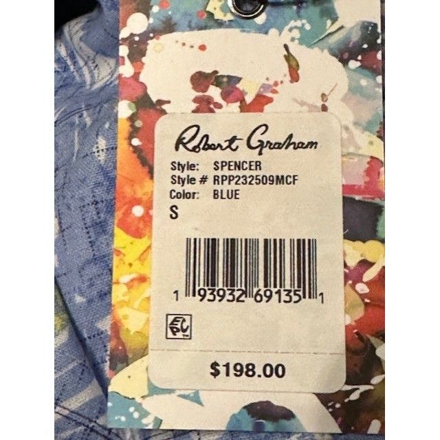 Robert Graham Robert Graham Spencer Floral Tropical Leaf Blue White S/S Sh Size US S / EU 44-46 / 1 - 6 Thumbnail