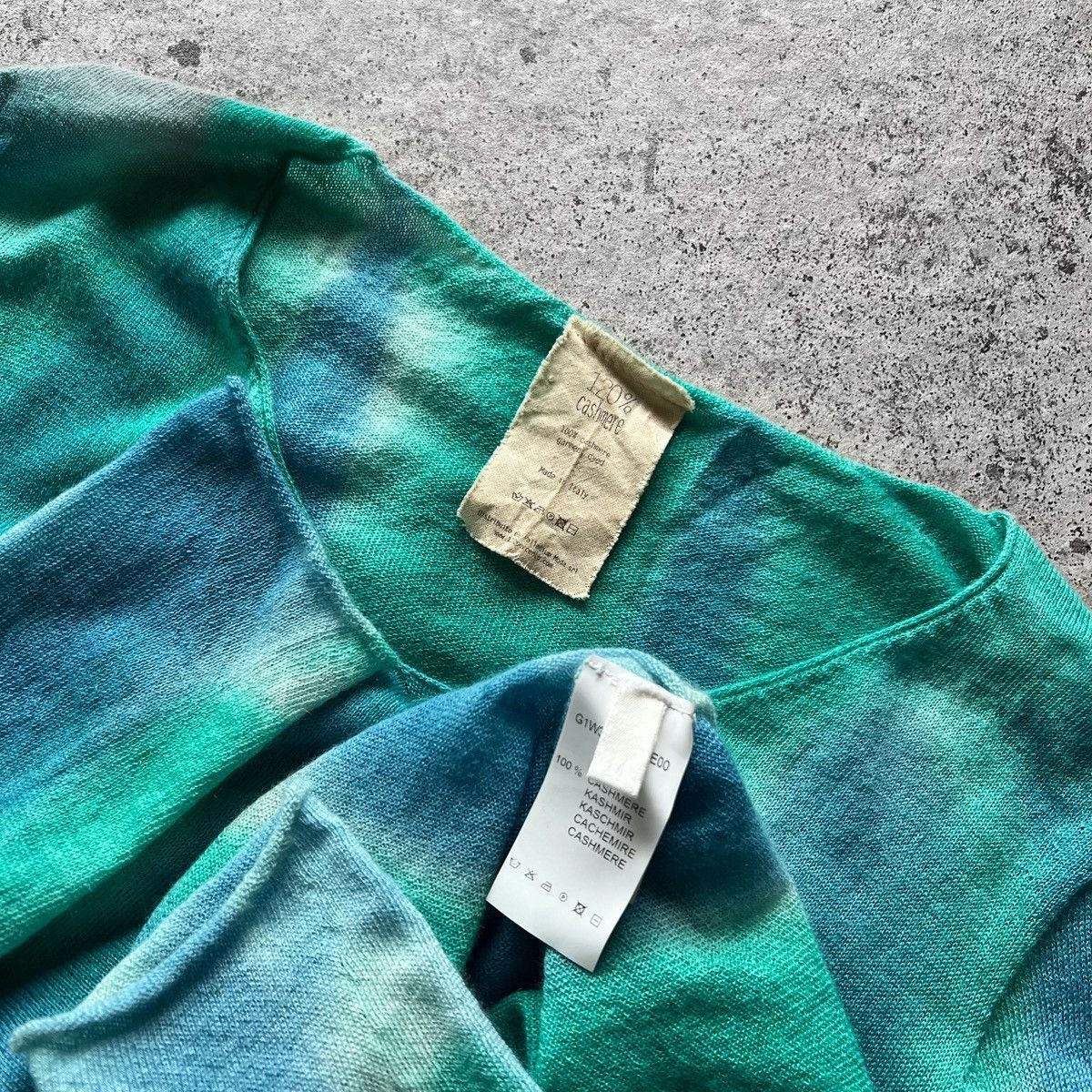 Designer 120% Cashmere Womens Blue/Green Lightweight Knitted Sweater Size M / US 6-8 / IT 42-44 - 4 Thumbnail