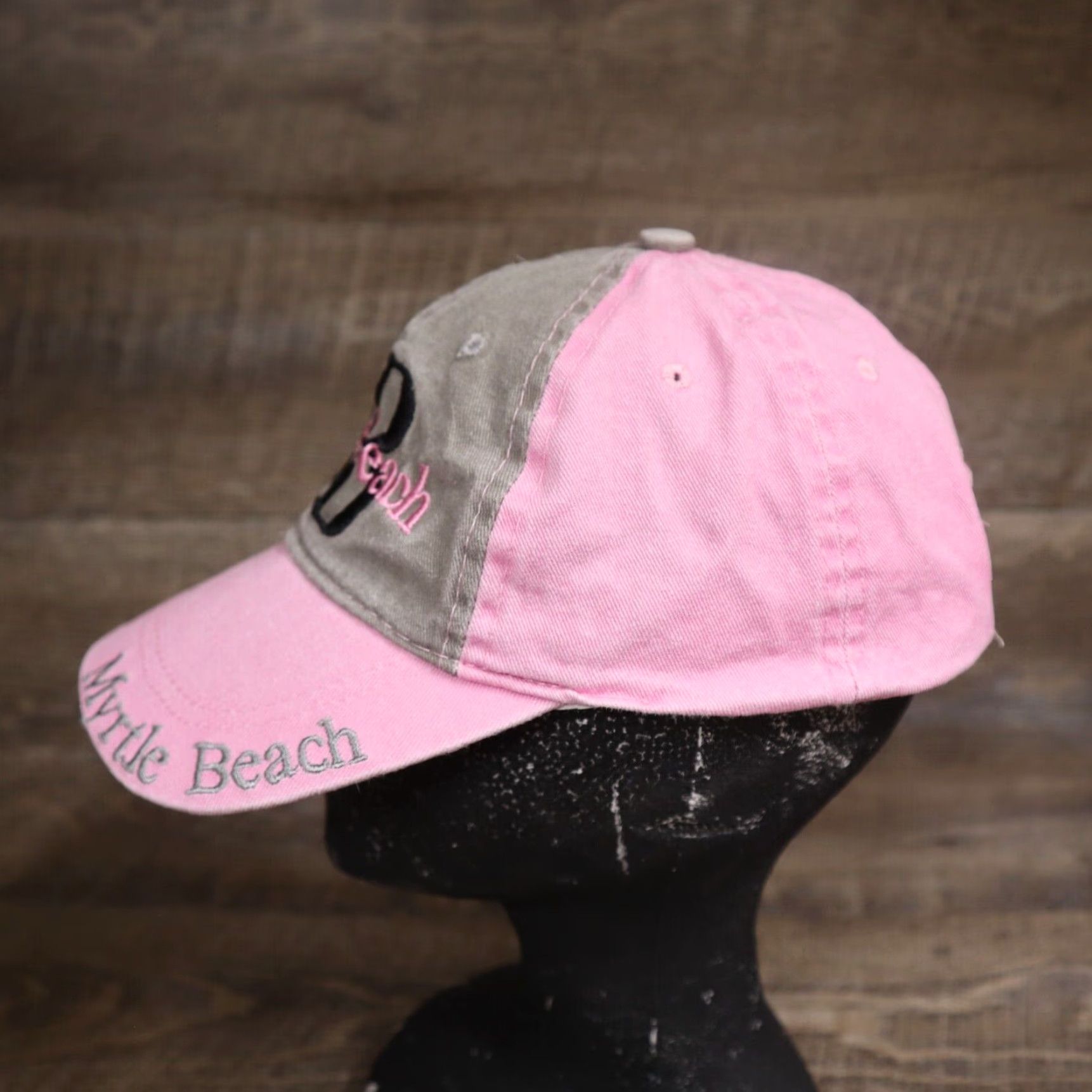 Vintage Myrtle Beach South Carolina SC Pink Gray Hat Adult Size Adjustable Size ONE SIZE - 6 Thumbnail