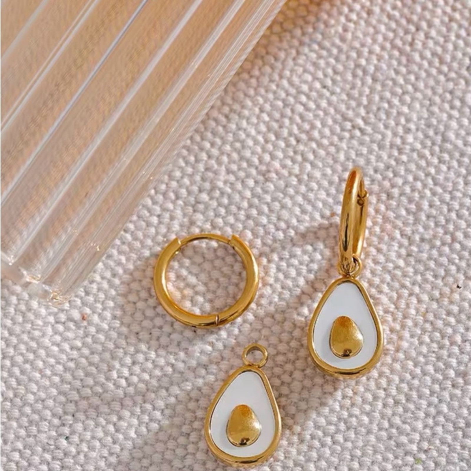 Other Avocado Drop Stainless Steel Fruit Huggie Hoop EarringsWomen Size ONE SIZE - 4 Thumbnail