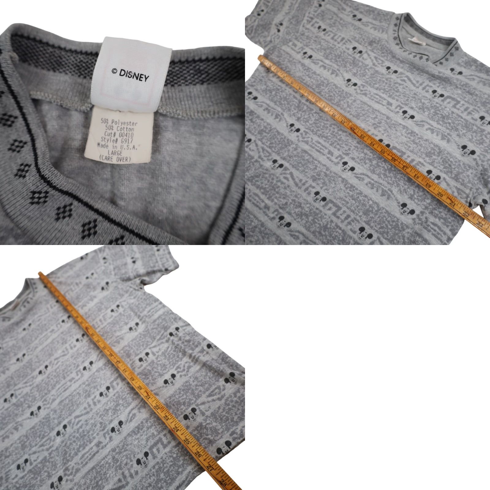 Disney VINTAGE Disney Mens T-Shirt Gray Allover Mickey Print L Size US L / EU 52-54 / 3 - 8 Thumbnail