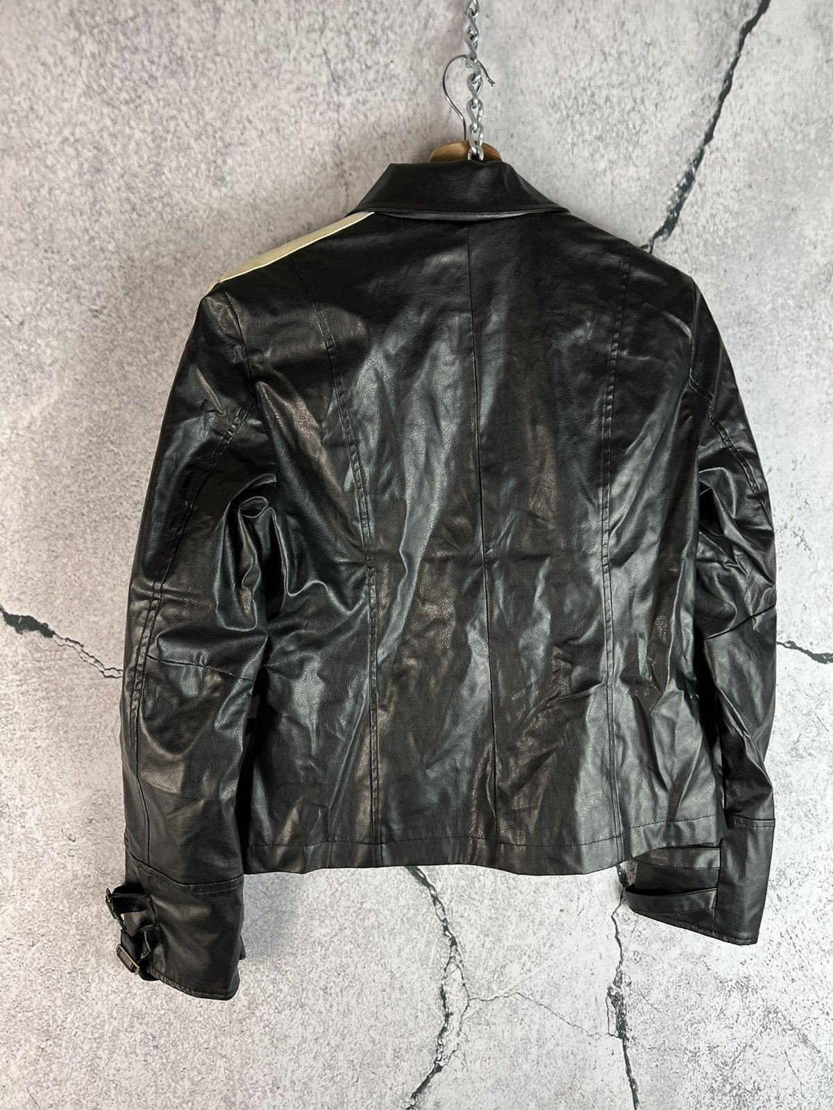 Other Vintage women avant garde Eco Leather Moto Racing Jacket Size US M / EU 48-50 / 2 - 2 Thumbnail