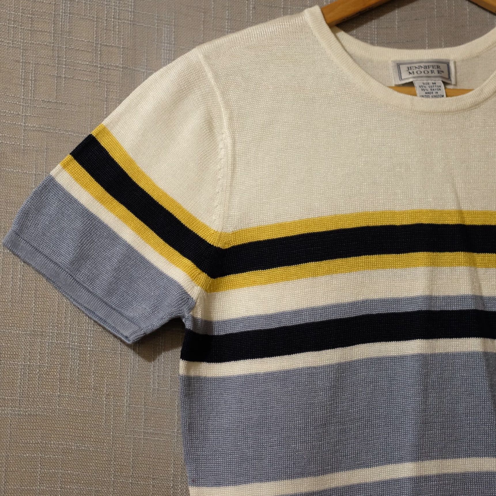MooRER VINTAGE Jennifer Moore Shortsleeve Sweater Stripe Lightweight Womens M #A13-20 Size M / US 6-8 / IT 42-44 - 2 Thumbnail