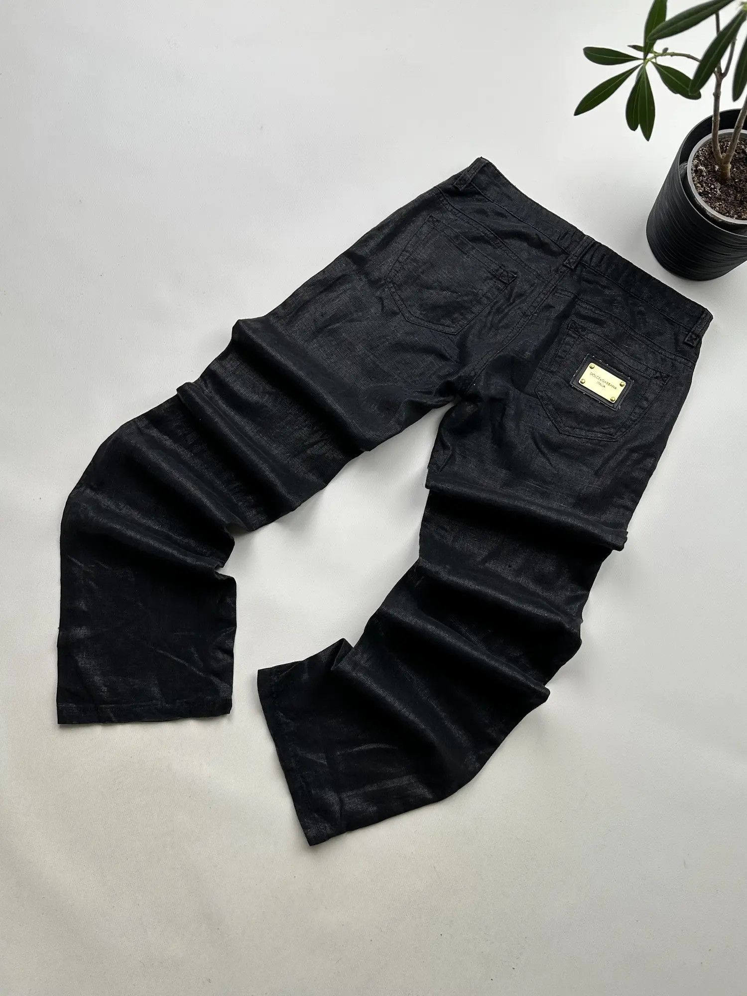 image of Dolce Gabbana x Vintage Dolce&gabbana Vintage Linen Pants in Black, Men's (Size 28)
