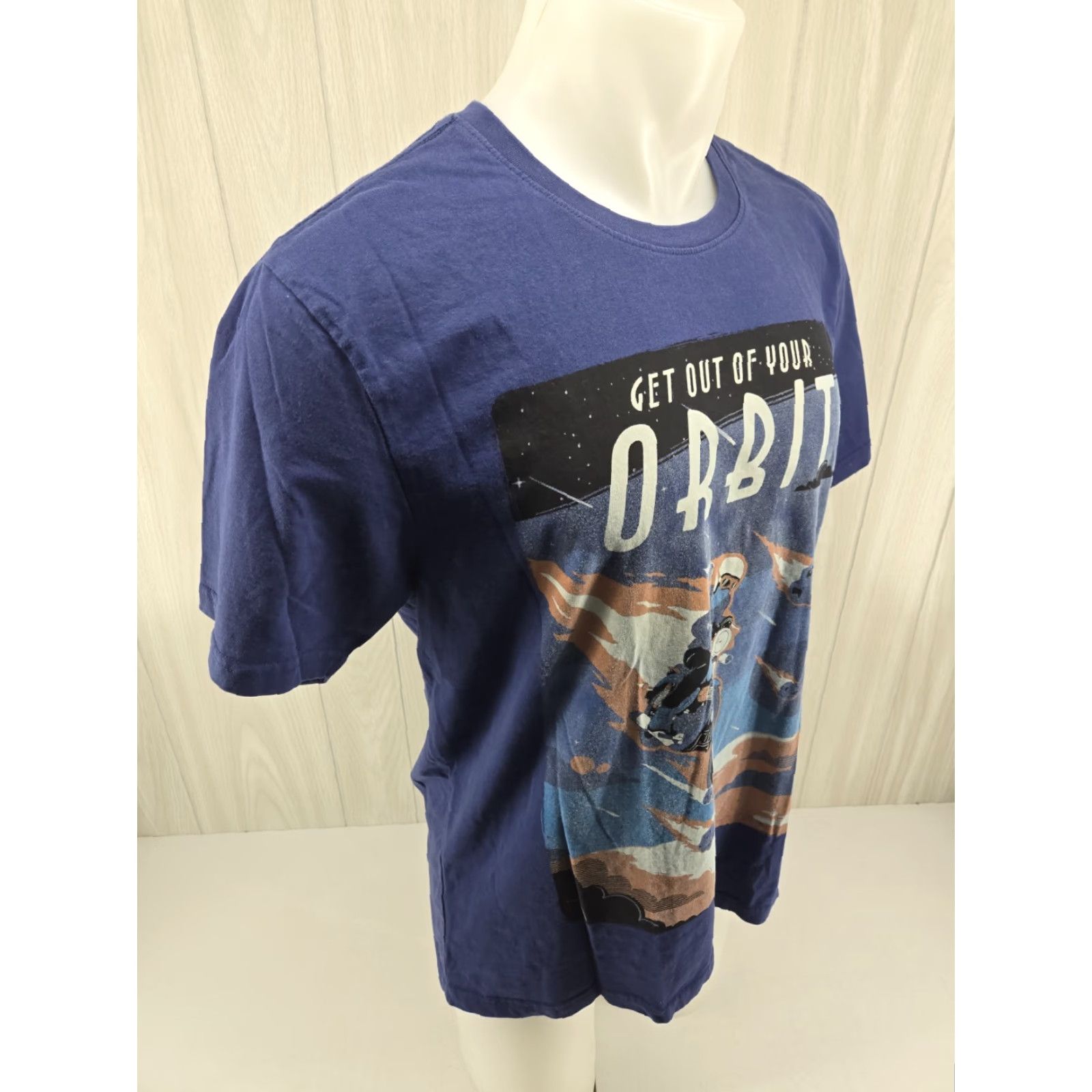 Penfield Royal Enfield T-Shirt Orbit Men's XL Blue Short Sleeve Crew Neck Logo Embroidered Graphic Print Vintage Theme Motorcycle Classic Shirt Mens XL Blue Size US XL / EU 56 / 4 - 7 Thumbnail