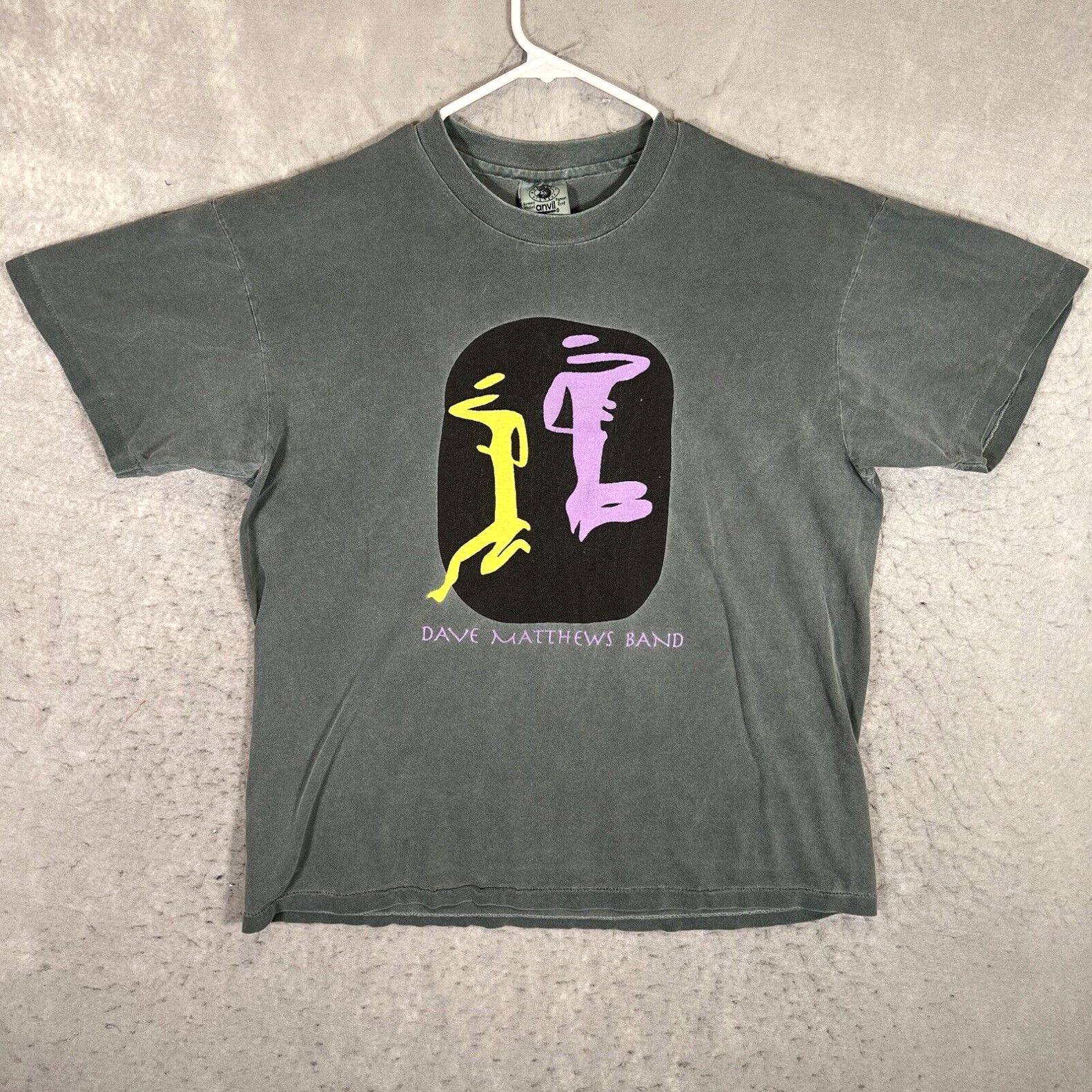 image of Anvil A1 Vintage 90's Dave Matthews Band 2 Sided T Shirt Adult Large Green Gray Mens in White