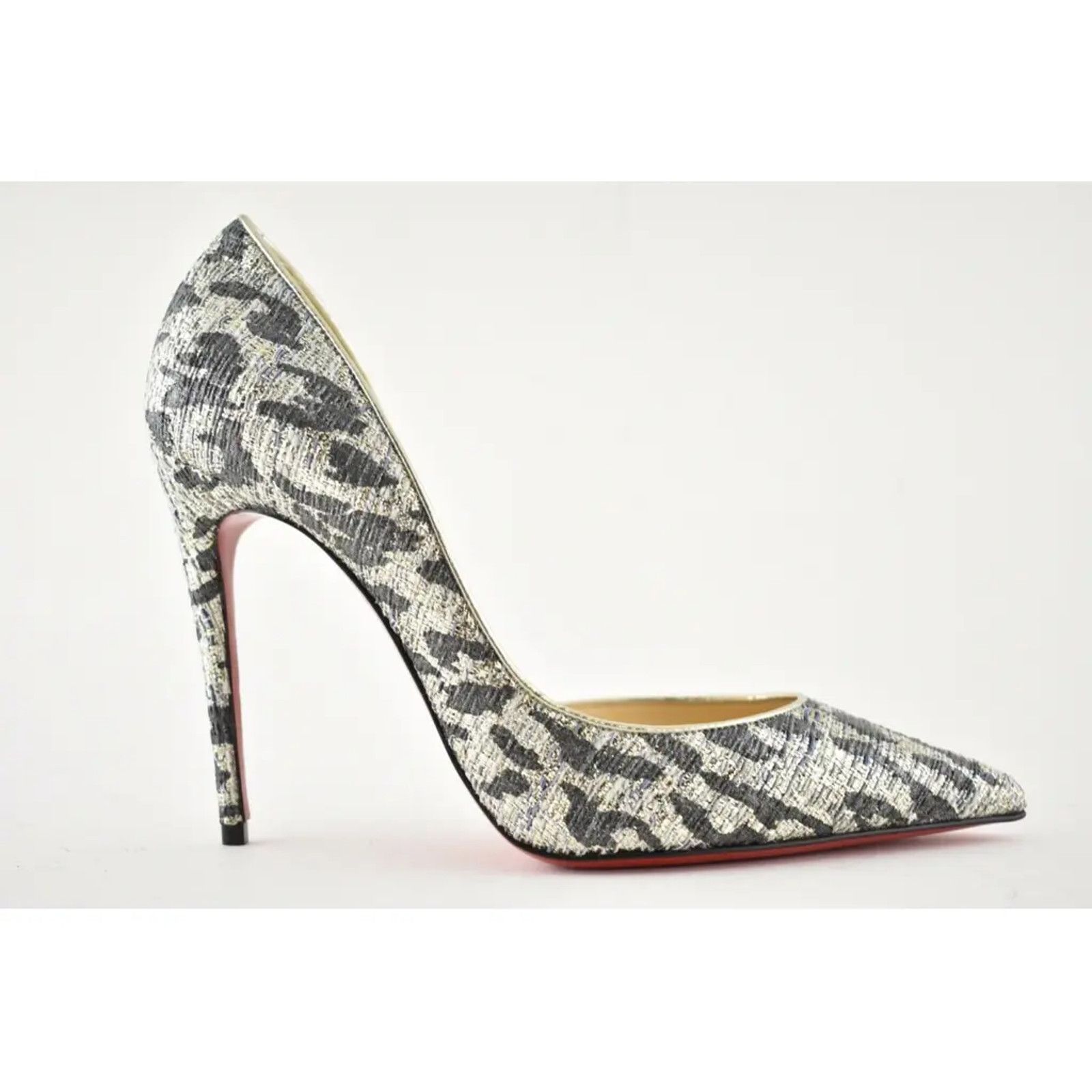 Christian Louboutin Christian Louboutin Iriza 100 Silver Black Gold Lurex Gigi Size US 6 / IT 36 - 2 Thumbnail