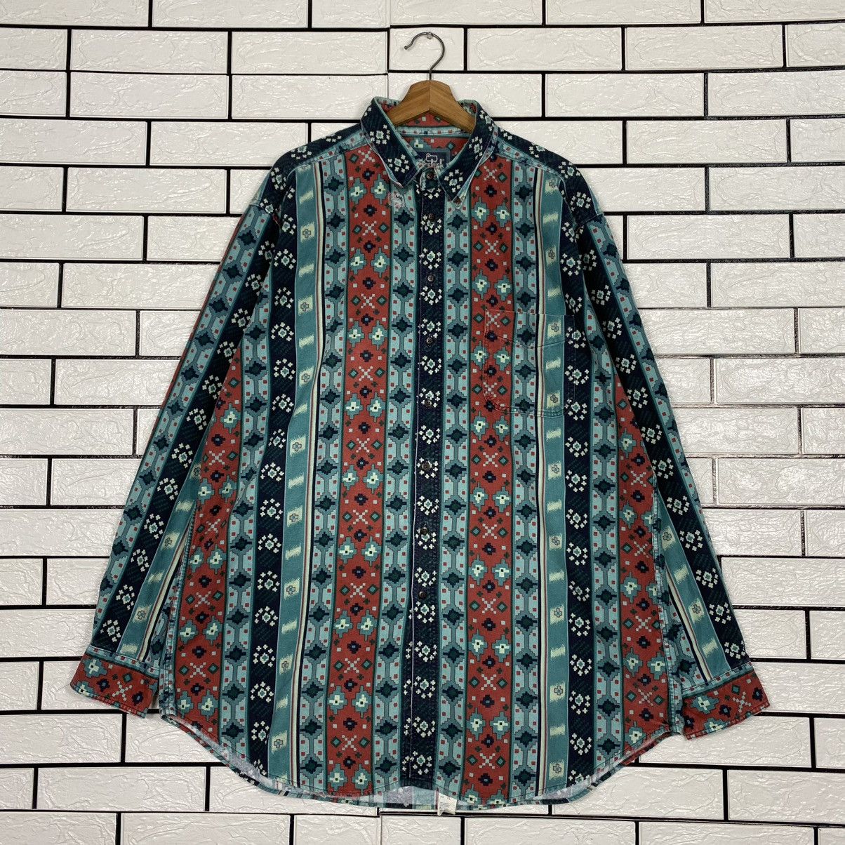 Woolrich Woolen Mills 🔥VINTAGE SHIRT JACKET BUTTON NAVAJO AZTEC WOOLRICH USA Size US XL / EU 56 / 4 - 1 Thumbnail