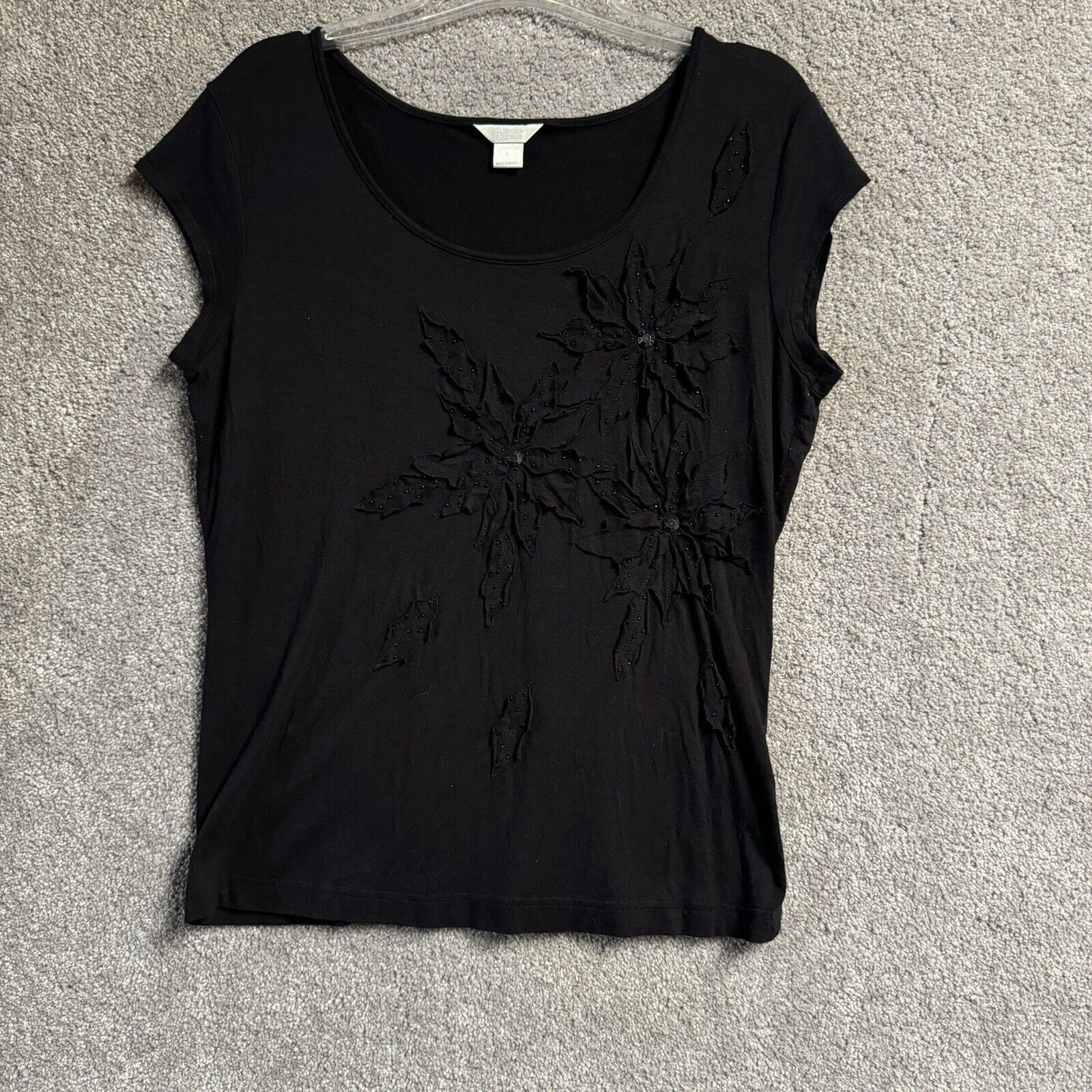 Other 90s Y2K Top Womens L Floral Sequins Beads Hippie Whimsigoth Size L / US 10 / IT 46 - 1 Thumbnail