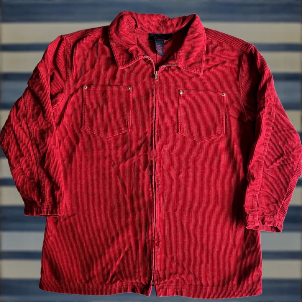 Denim & Co. VINTAGE Denim & Co Jacket Shacket Corduroy Red S Zip Bomber Jacket Shacket Men Reg 90s Classic Outdoor Size US S / EU 44-46 / 1 - 1 Thumbnail