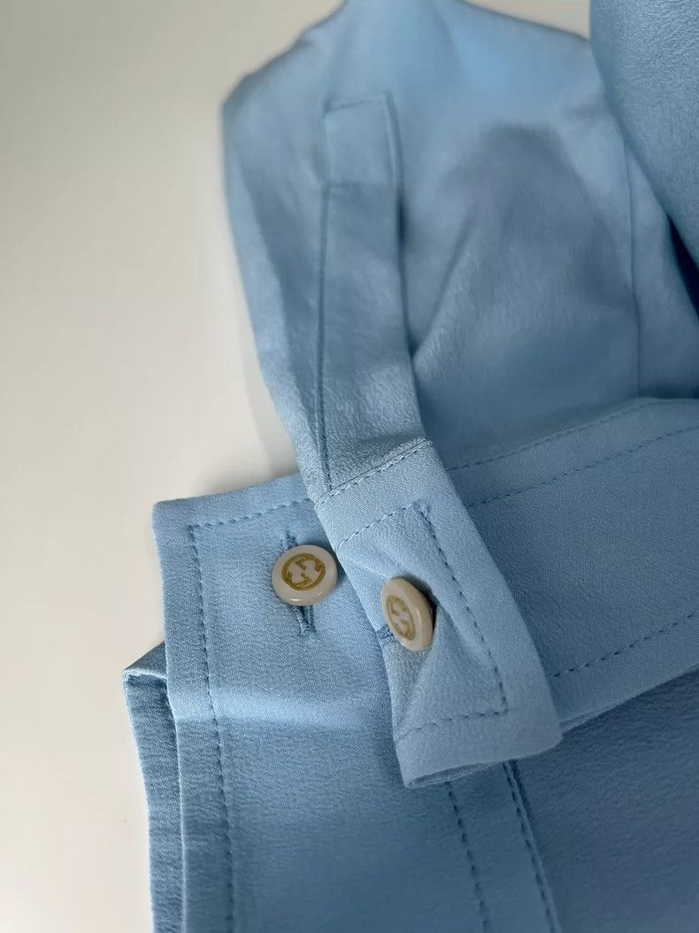 Gucci Gucci Size 38 Light blue mulberry silk shirt 2501-Nextarrow Size US XXS / EU 40 - 3 Thumbnail