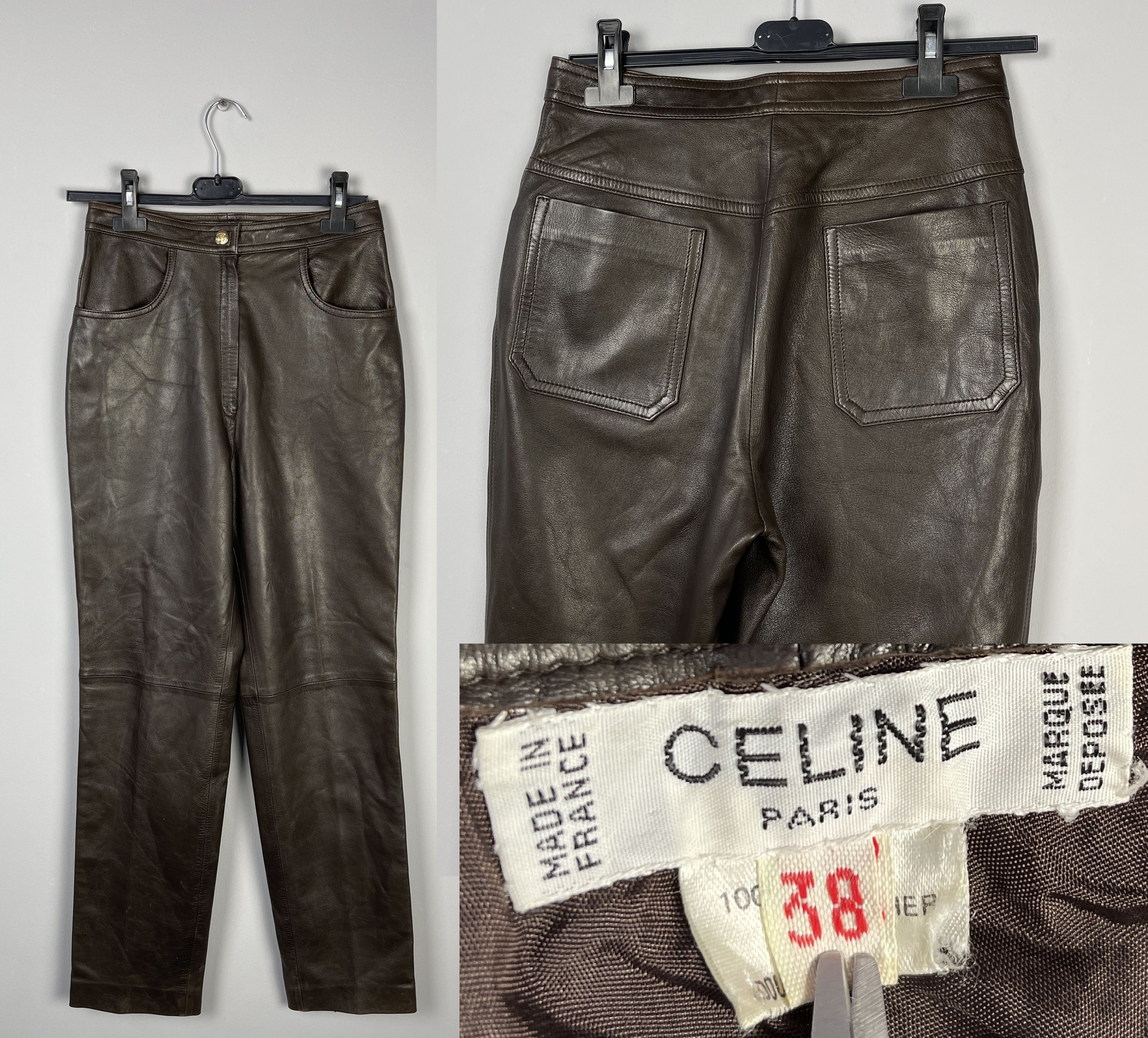 Celine Celine Vintage Cuir Leather Pants Size 30" / US 8 / IT 44 - 1 Thumbnail