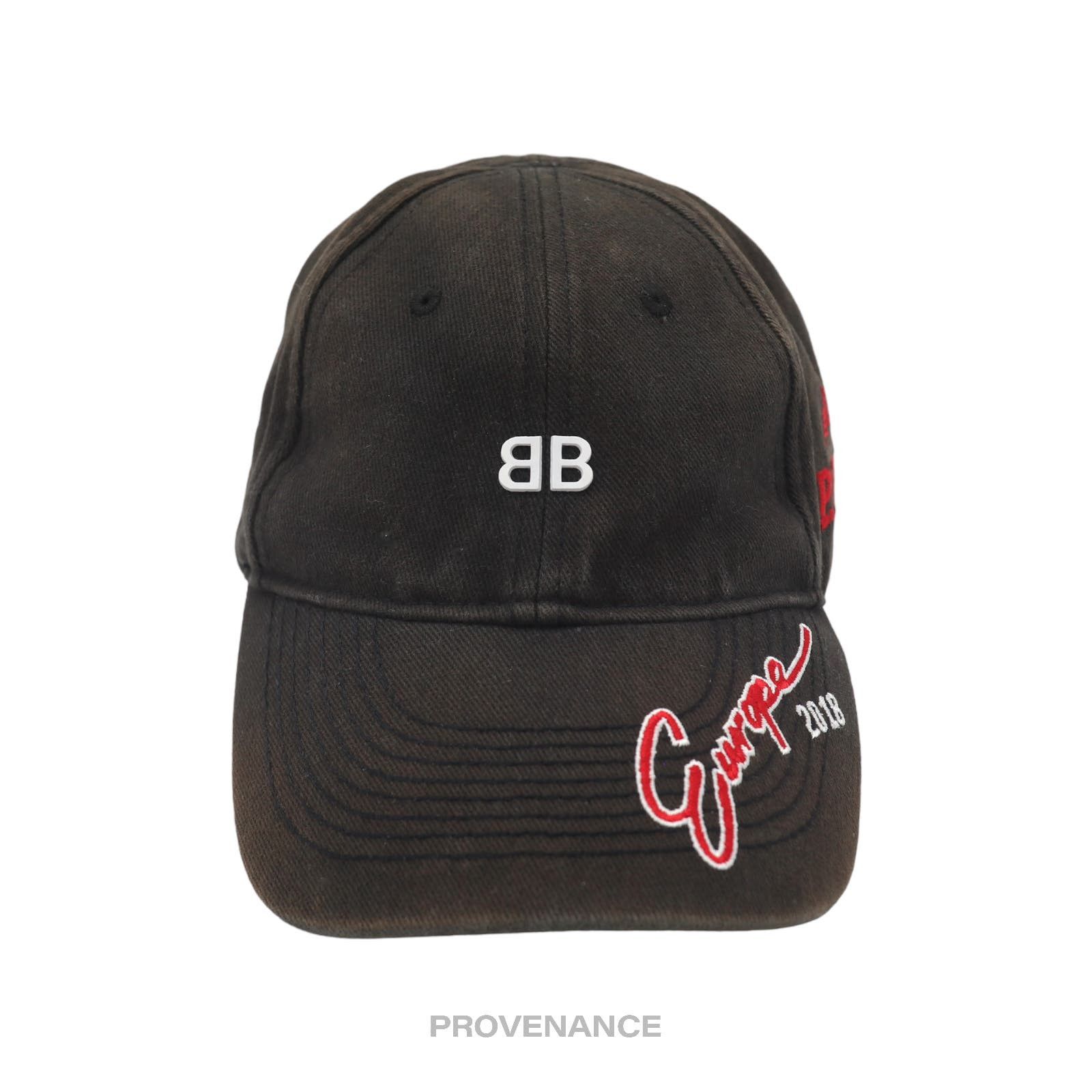 image of Balenciaga Bb Europe Embroidered Cap - Washed Black, Men's