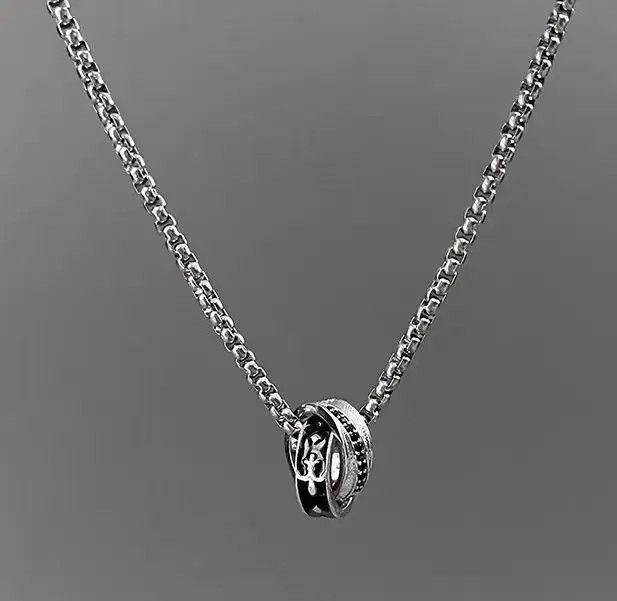 Designer × Japanese Brand × Vintage Cool Style Black and White Star Double Ring Necklace Size ONE SIZE - 1 Thumbnail